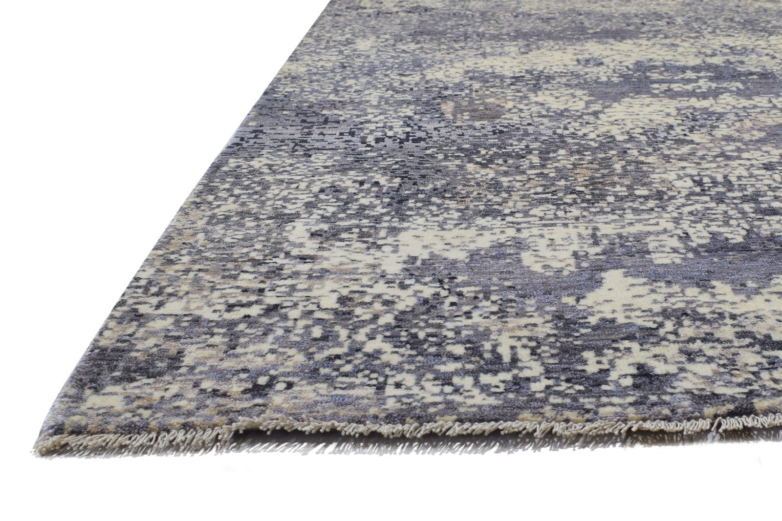 8' X 10' Rug Silk Dark Grey Modern Hand Knotted Indian Abstract Large Carpet 7864318722197