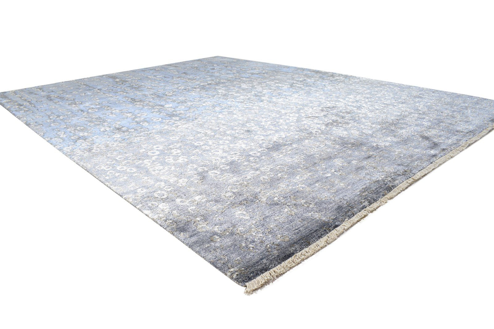 8' X 10' Rug Silk Dark Grey Modern Hand Knotted Indian Abstract Large Carpet 7864319246485