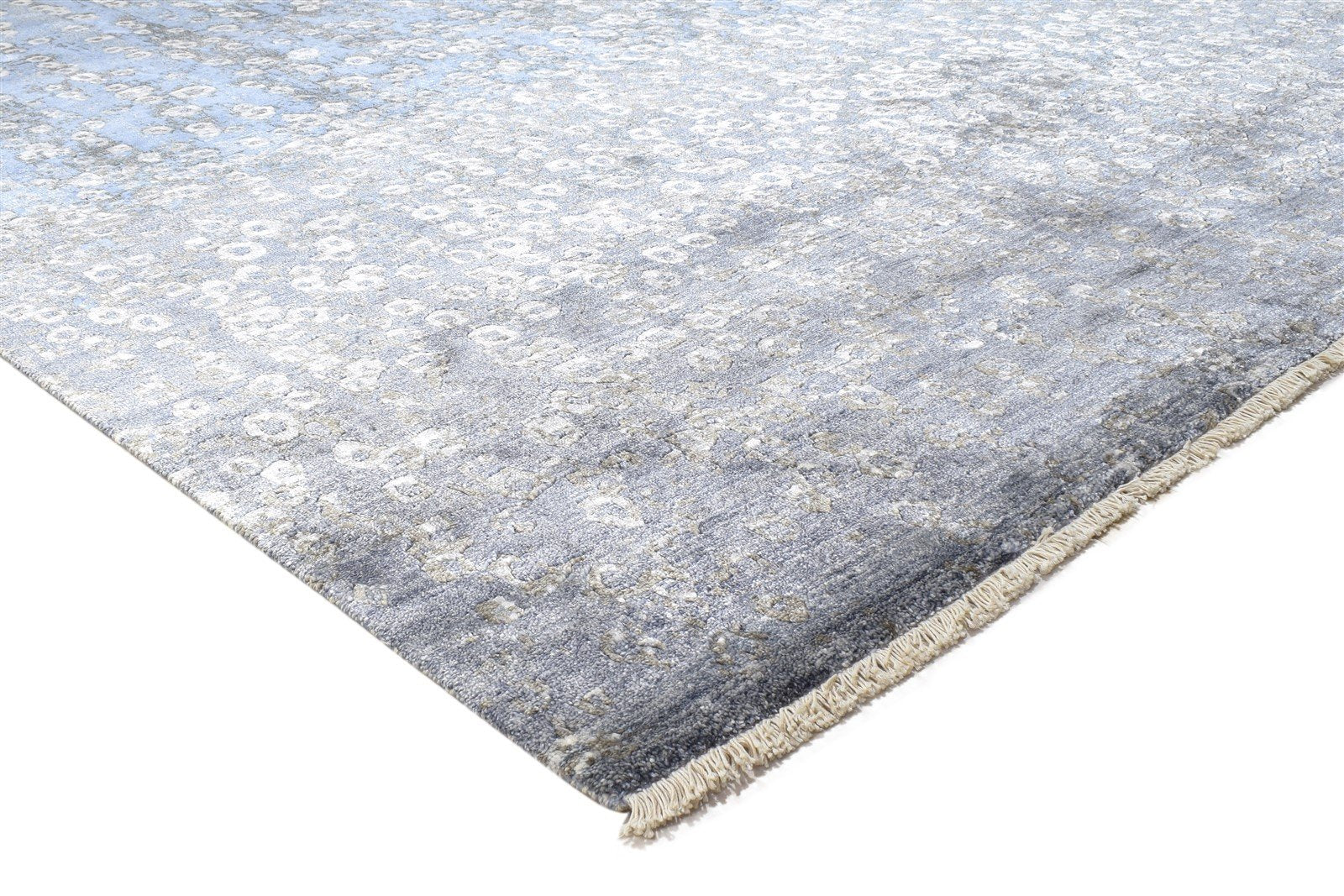 8' X 10' Rug Silk Dark Grey Modern Hand Knotted Indian Abstract Large Carpet 7864319246485