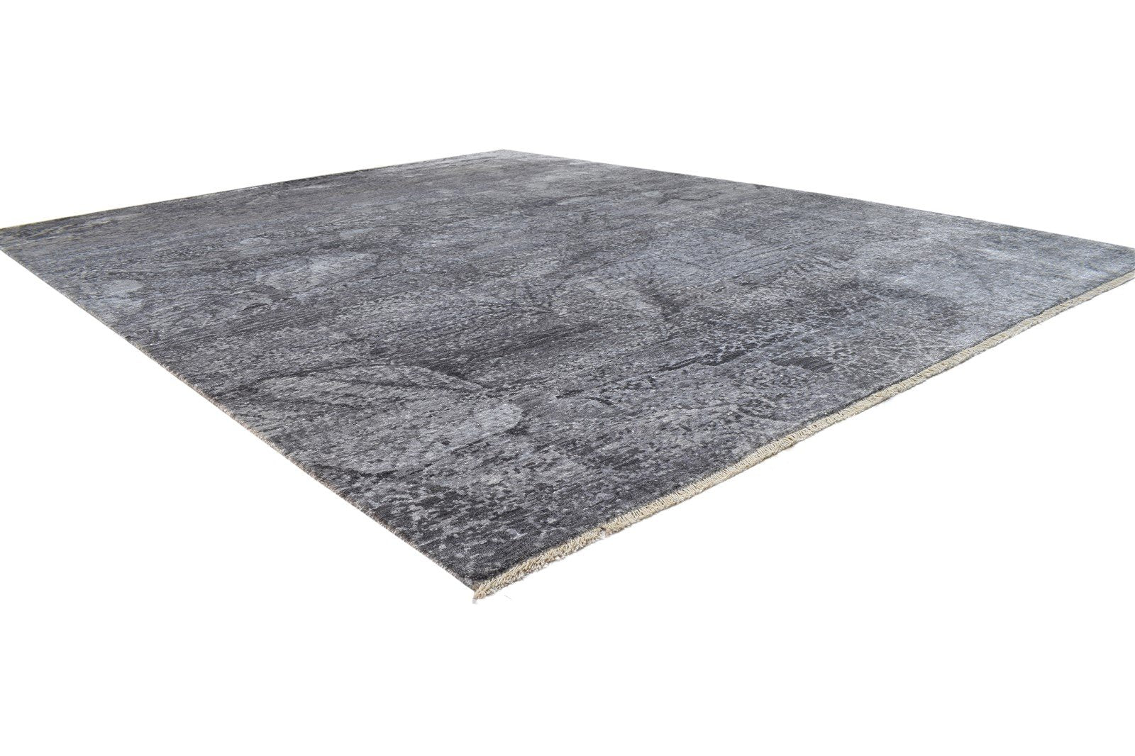 8' X 10' Rug Silk Dark Grey Modern Hand Knotted Indian Abstract Large Carpet 7864325275797