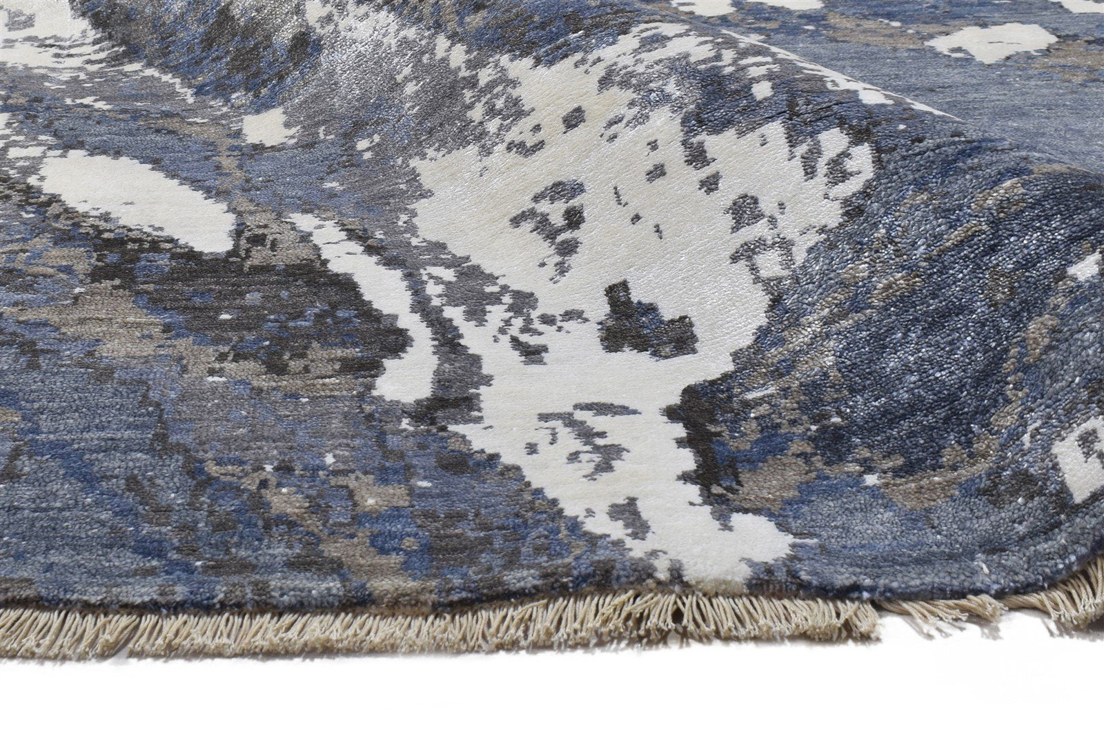 8' X 10' Rug Silk Grey Modern Hand Knotted Indian Abstract Large Carpet 7864320327829