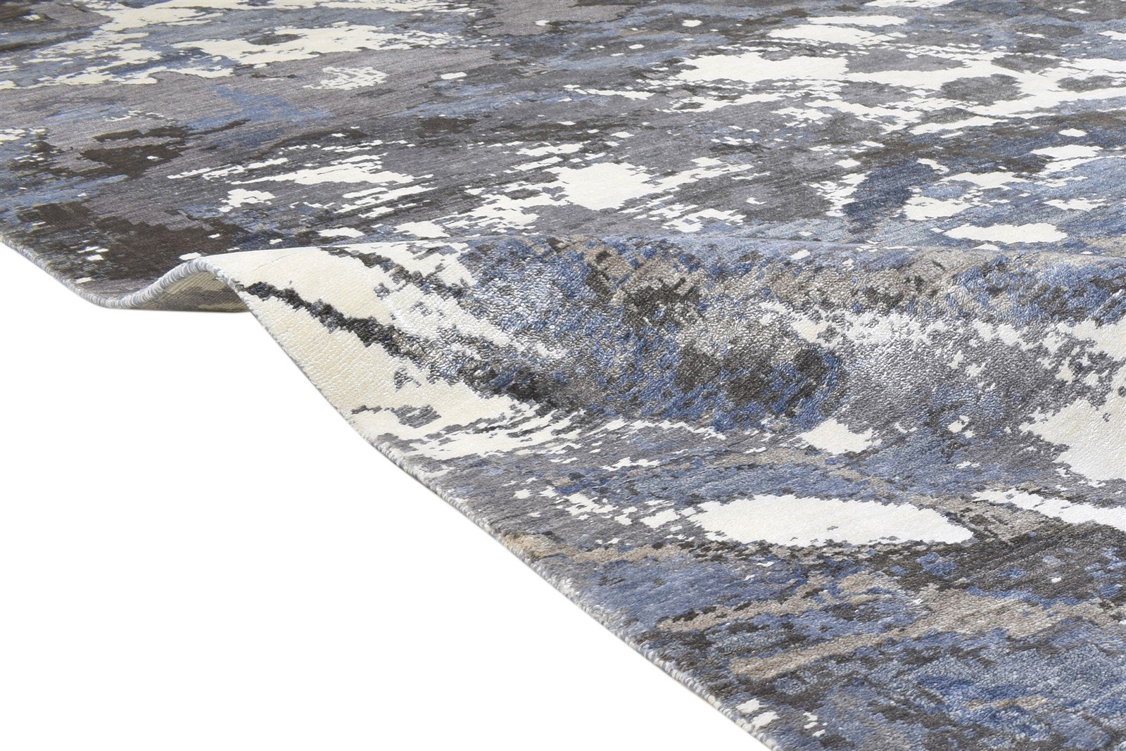 8' X 10' Rug Silk Grey Modern Hand Knotted Indian Abstract Large Carpet 7864320327829