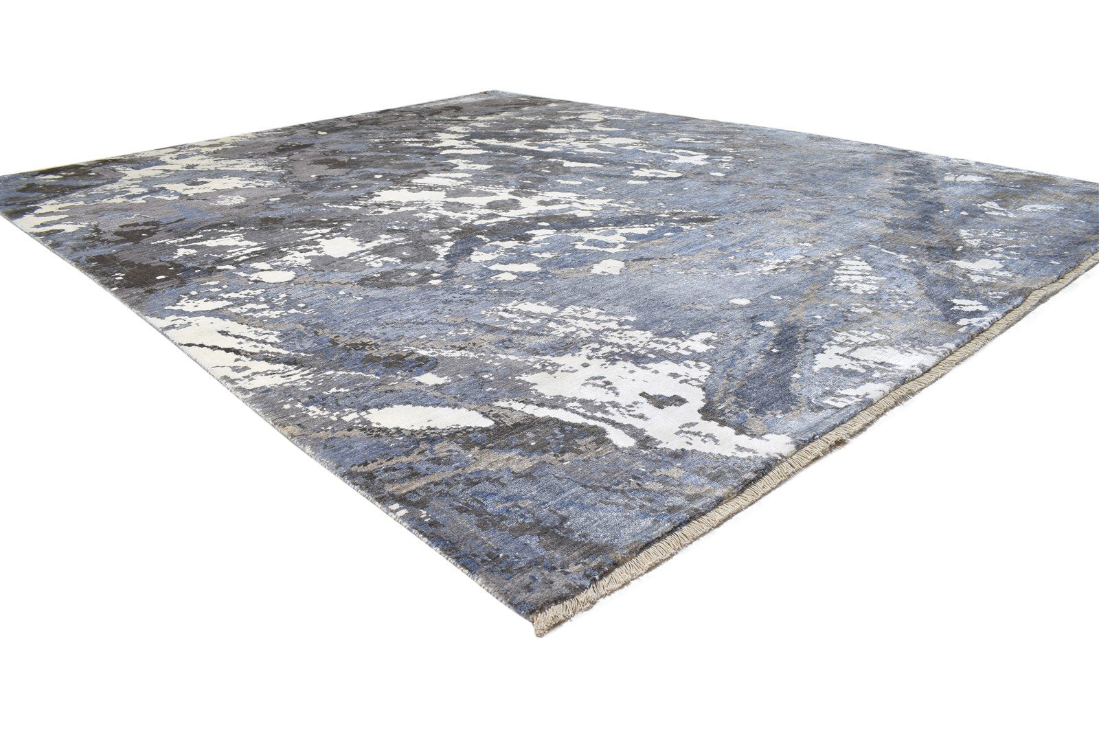 8' X 10' Rug Silk Grey Modern Hand Knotted Indian Abstract Large Carpet 7864320327829