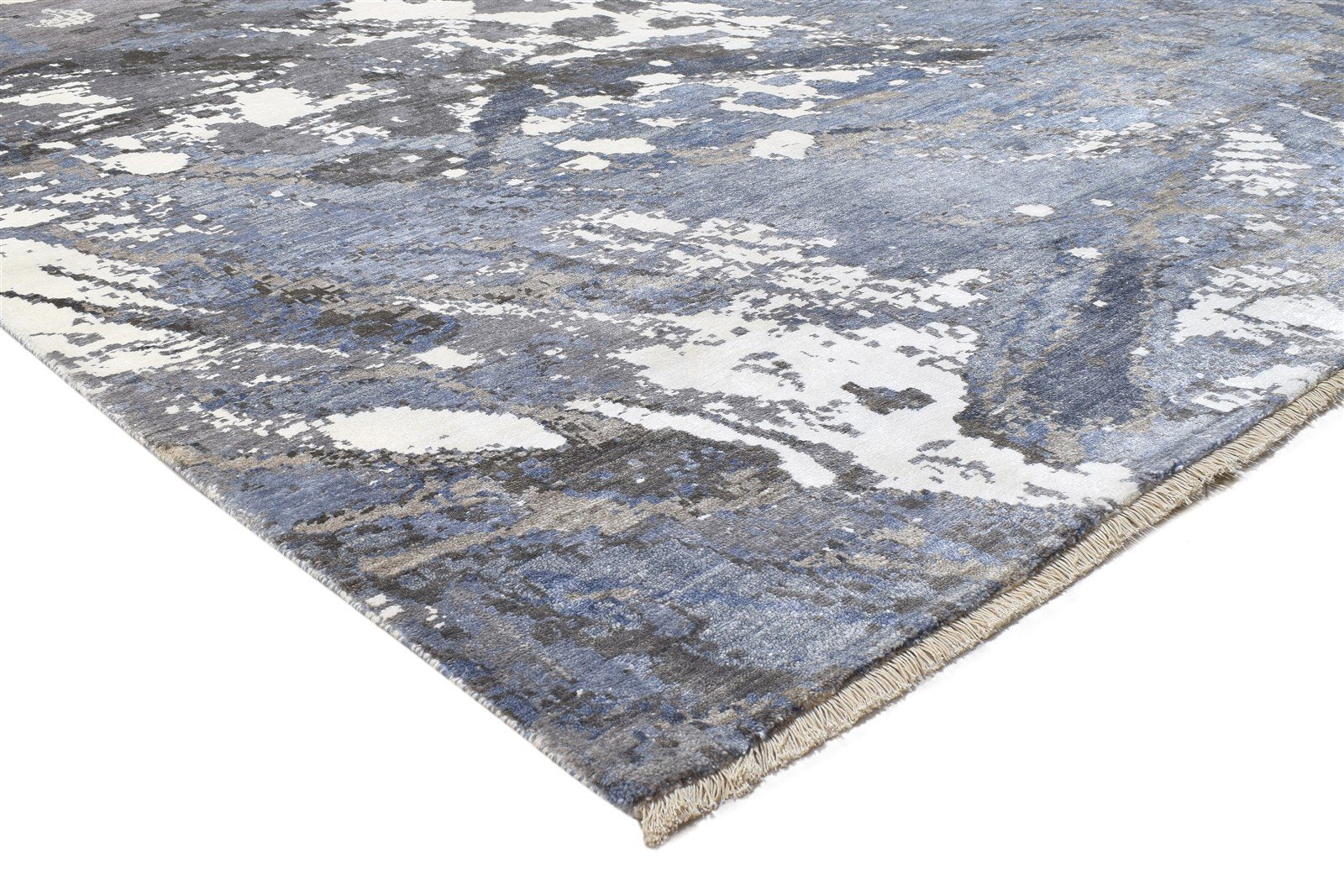8' X 10' Rug Silk Grey Modern Hand Knotted Indian Abstract Large Carpet 7864320327829