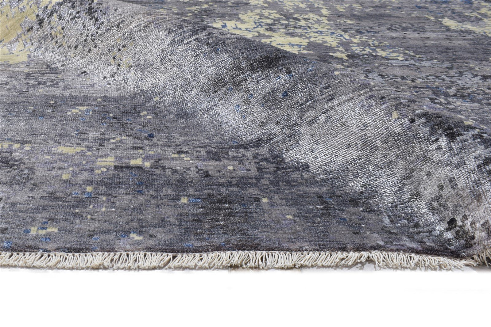 8' X 10' Rug Silk Grey Modern Hand Knotted Indian Abstract Large Carpet 7864319869077