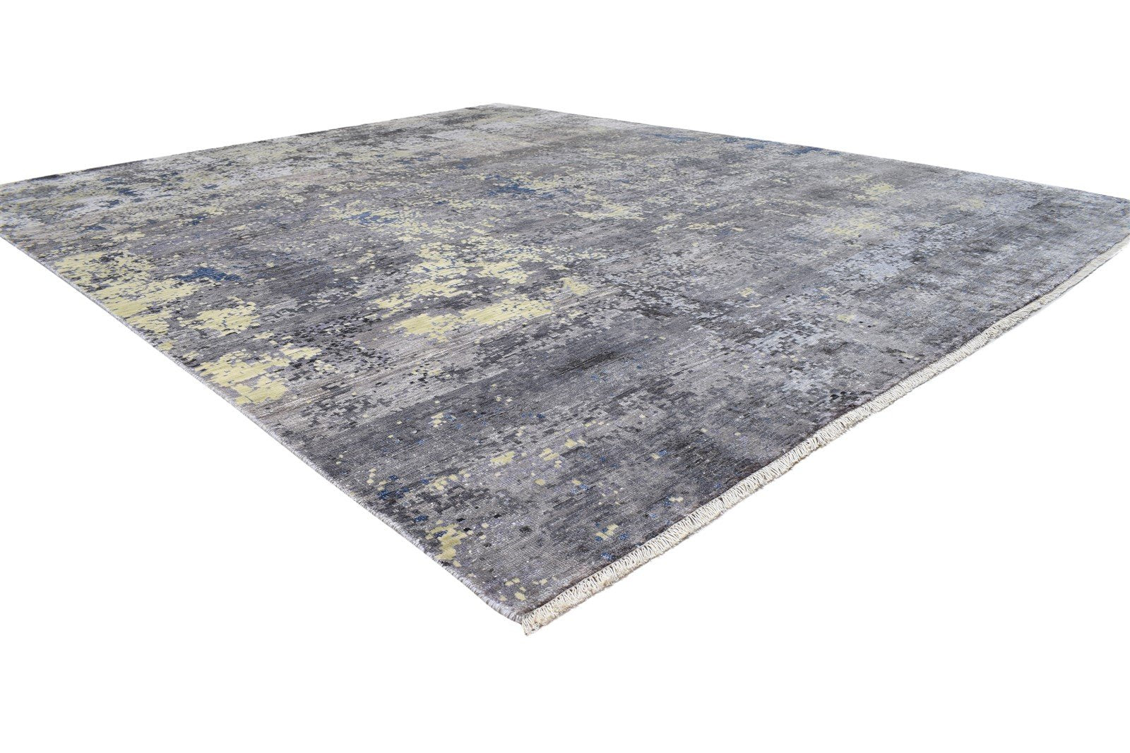 8' X 10' Rug Silk Grey Modern Hand Knotted Indian Abstract Large Carpet 7864319869077