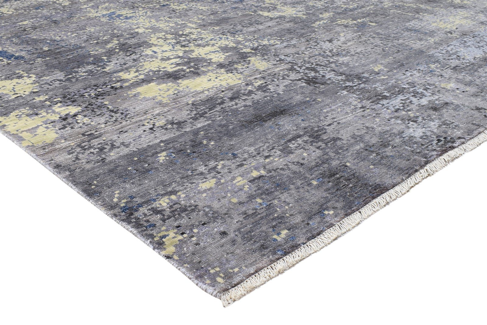 8' X 10' Rug Silk Grey Modern Hand Knotted Indian Abstract Large Carpet 7864319869077