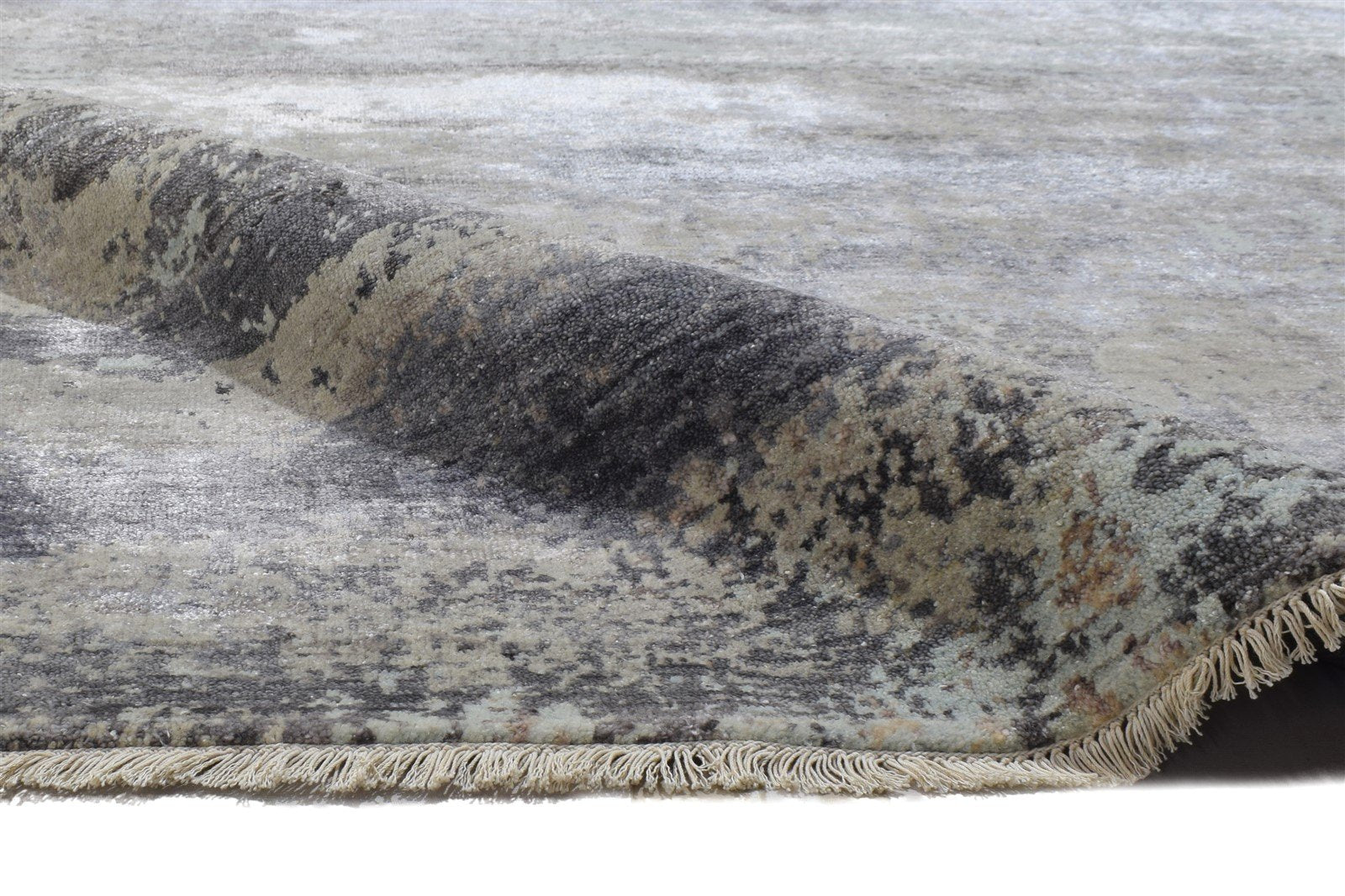 8' X 10' Rug Silk Grey Modern Hand Knotted Indian Abstract Large Carpet 7864318951573