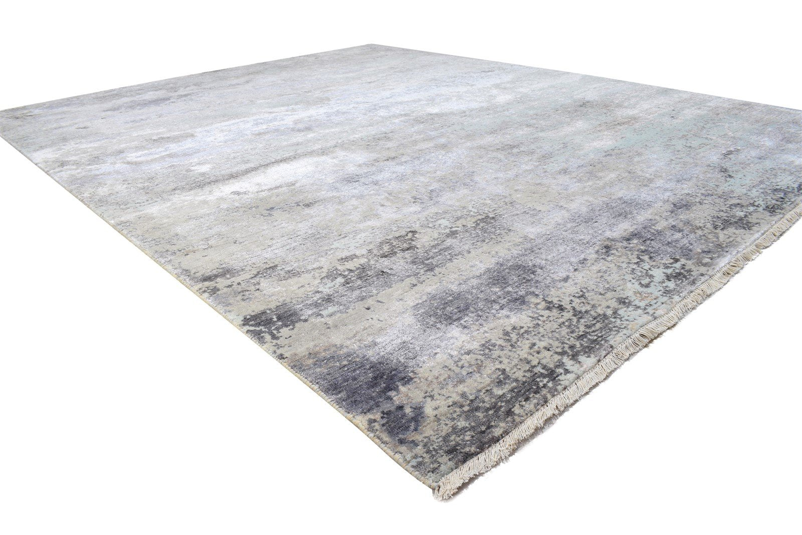8' X 10' Rug Silk Grey Modern Hand Knotted Indian Abstract Large Carpet 7864318951573