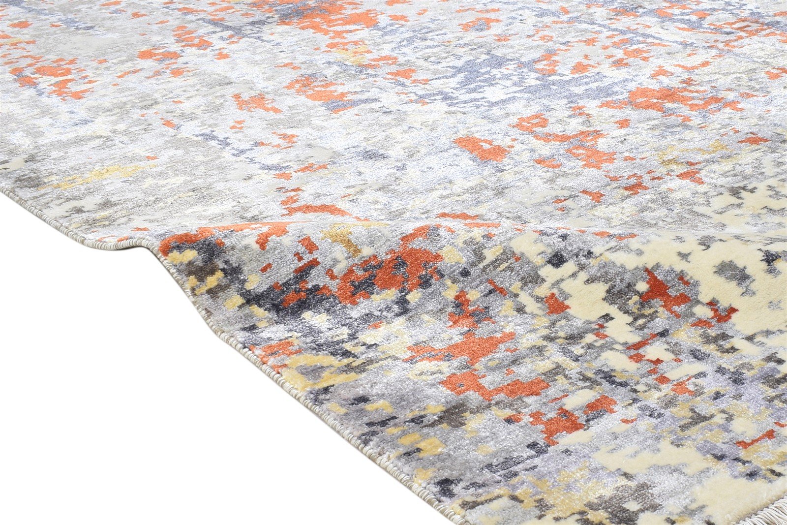 8' X 10' Rug Silk Grey Modern Hand Knotted Indian Abstract Large Carpet 7864319574165