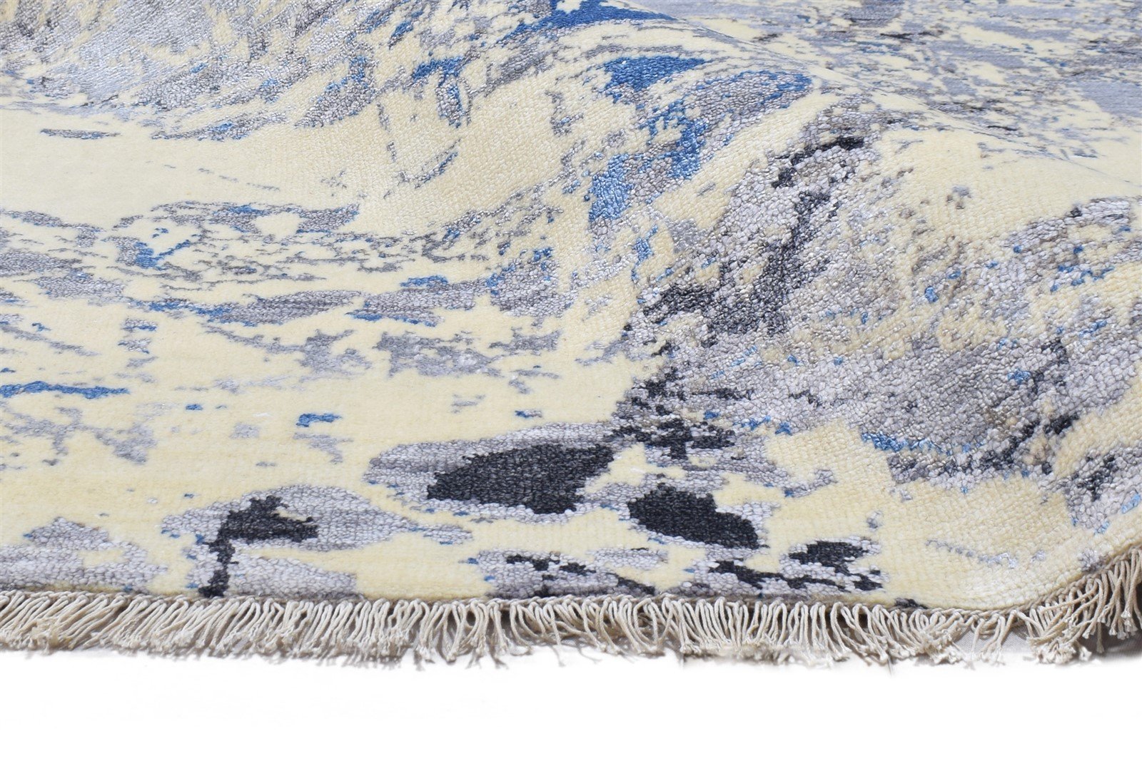 8' X 10' Rug Silk Grey Modern Hand Knotted Indian Abstract Large Carpet 7864320065685