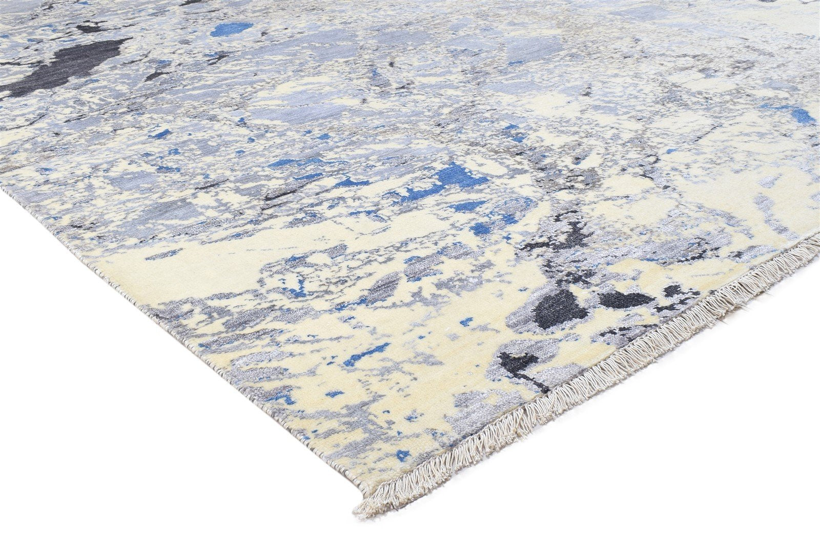 8' X 10' Rug Silk Grey Modern Hand Knotted Indian Abstract Large Carpet 7864320065685