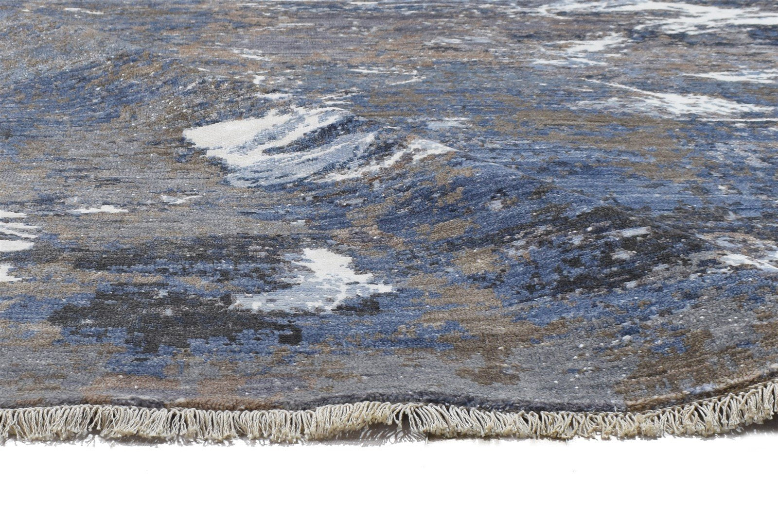 8' X 10' Rug Silk Grey Modern Hand Knotted Indian Abstract Large Carpet 7864325079189