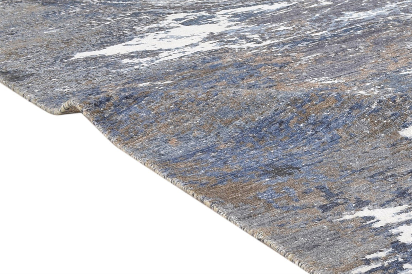 8' X 10' Rug Silk Grey Modern Hand Knotted Indian Abstract Large Carpet 7864325079189