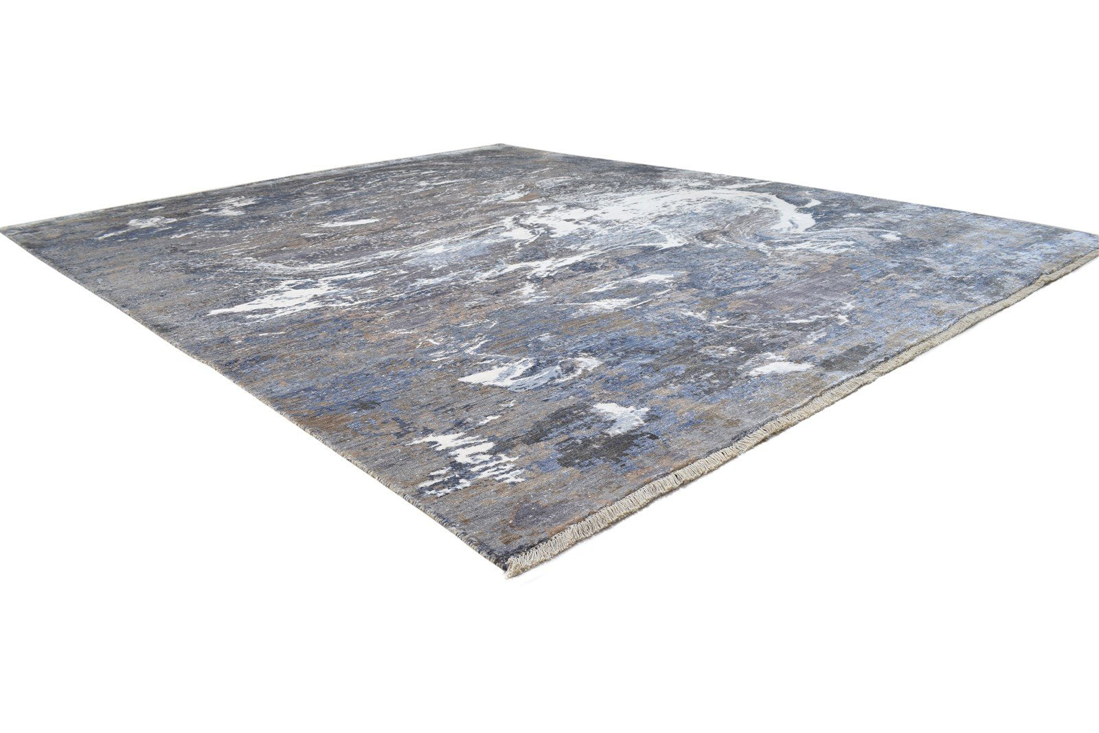 8' X 10' Rug Silk Grey Modern Hand Knotted Indian Abstract Large Carpet 7864325079189