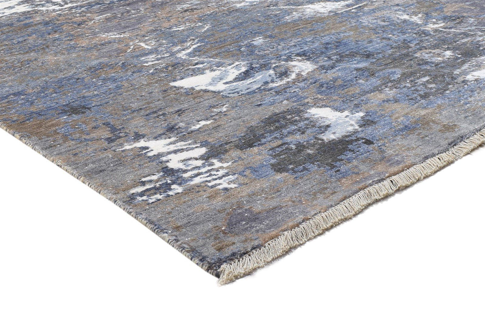 8' X 10' Rug Silk Grey Modern Hand Knotted Indian Abstract Large Carpet 7864325079189