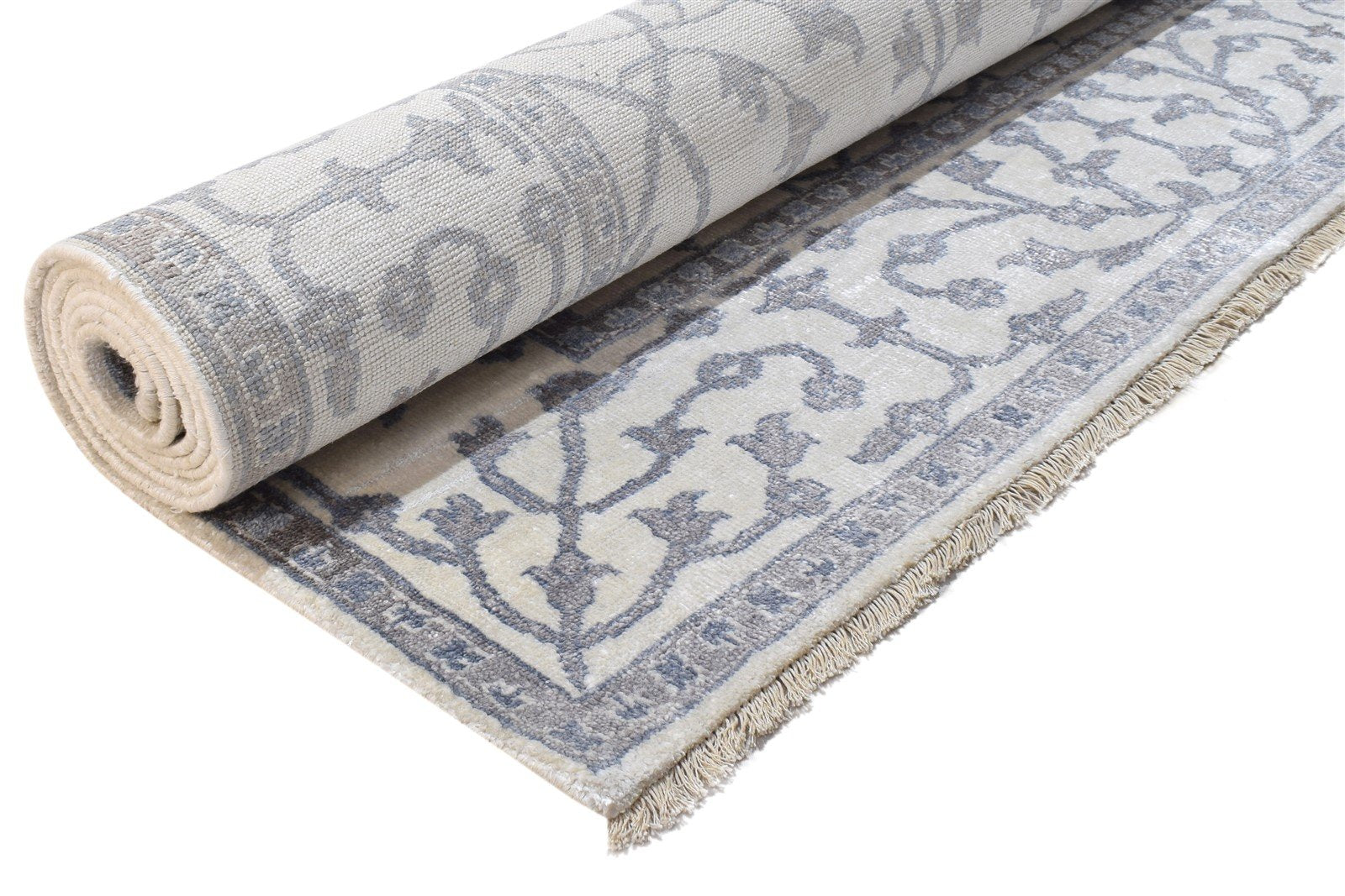 8' X 10' Rug Silk Grey Persian Hand Knotted Mughal Oriental Large Carpet 7864191451285