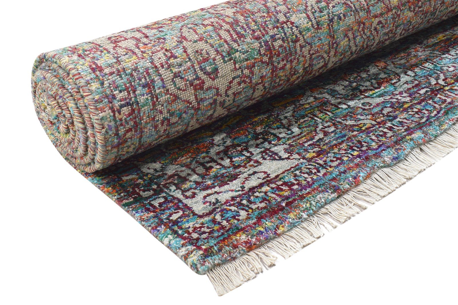 8' X 10' Rug Silk Pink Modern Hand Knotted Bohemian Oriental Large Carpet 7864103075989