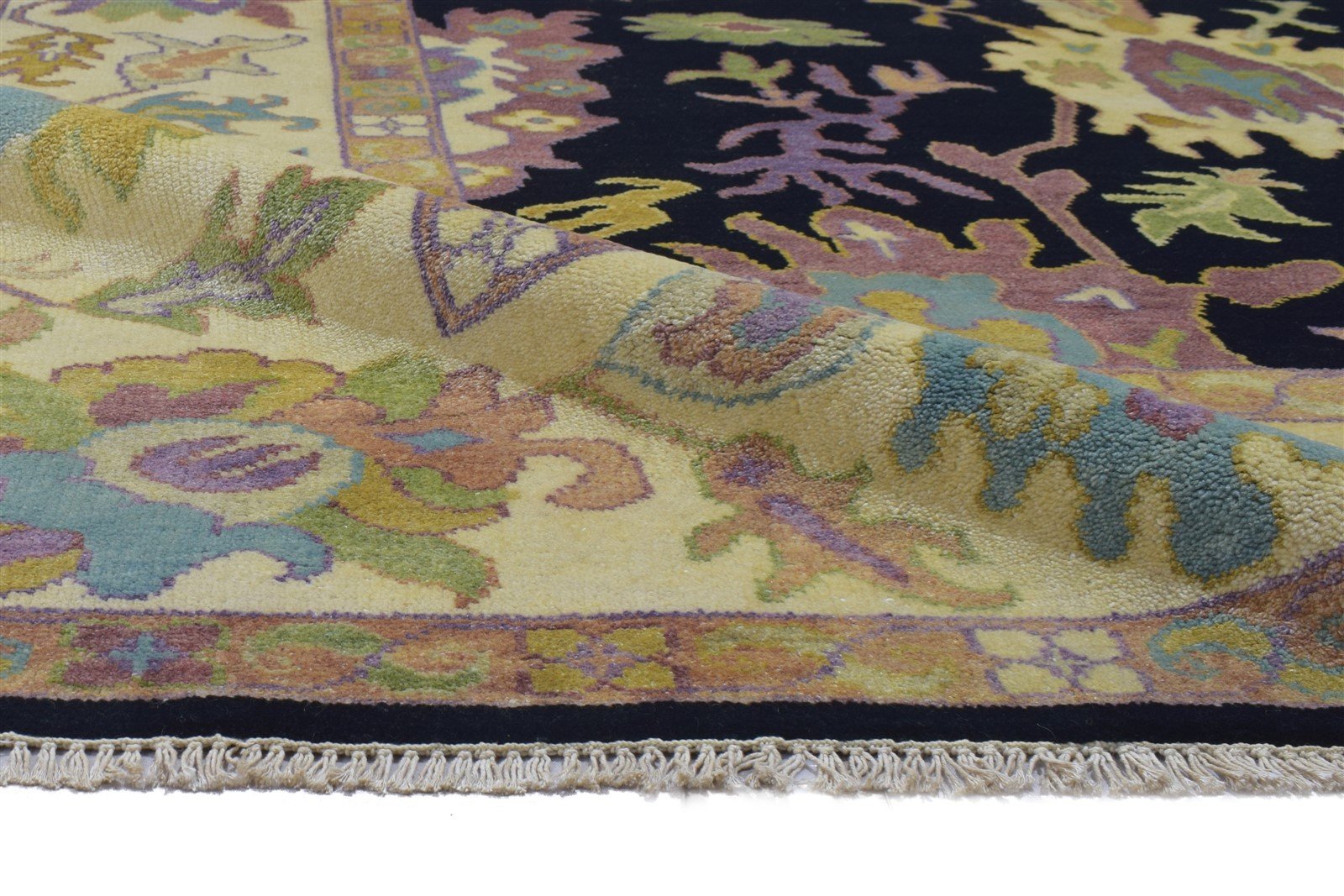 8' X 10' Rug Wool Black Persian Hand Knotted Oushak Oriental Large Carpet 7864183488661