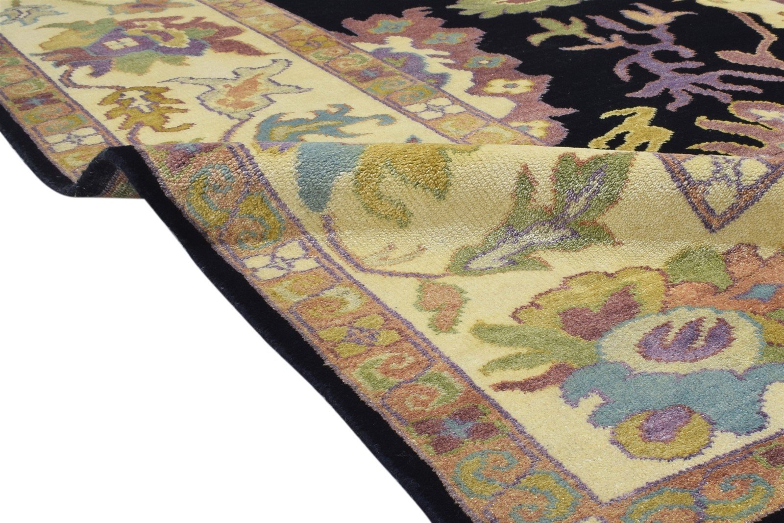 8' X 10' Rug Wool Black Persian Hand Knotted Oushak Oriental Large Carpet 7864183488661
