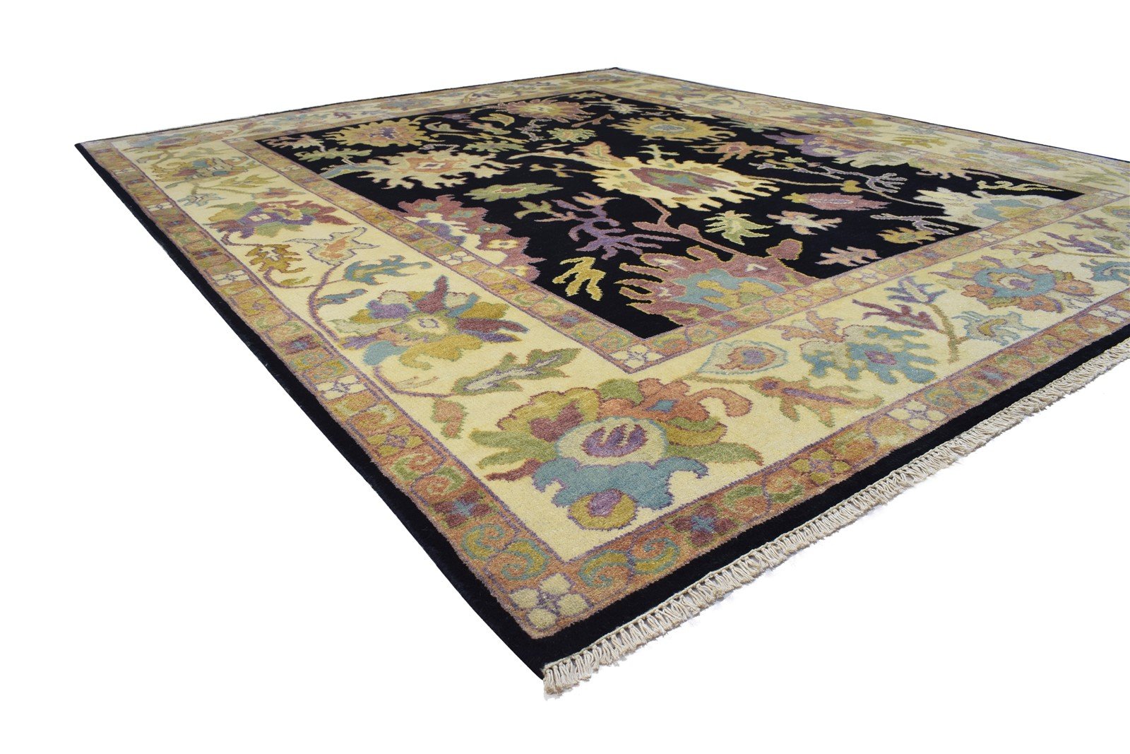 8' X 10' Rug Wool Black Persian Hand Knotted Oushak Oriental Large Carpet 7864183488661