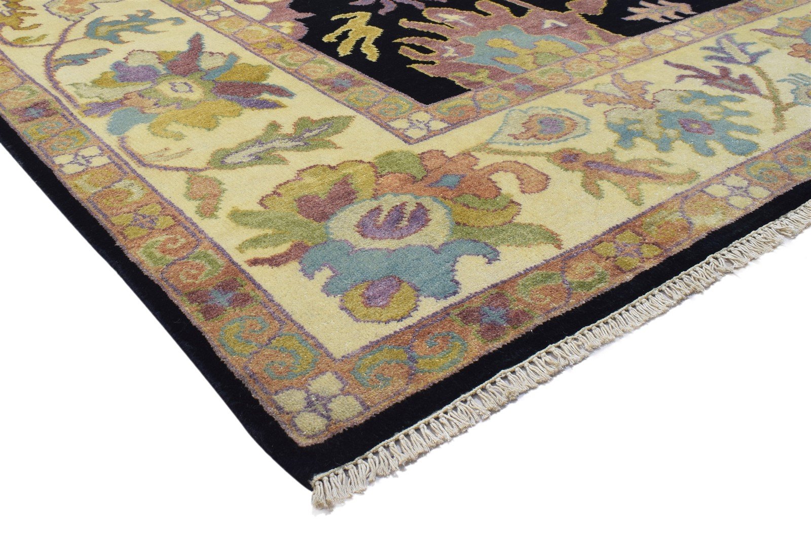 8' X 10' Rug Wool Black Persian Hand Knotted Oushak Oriental Large Carpet 7864183488661