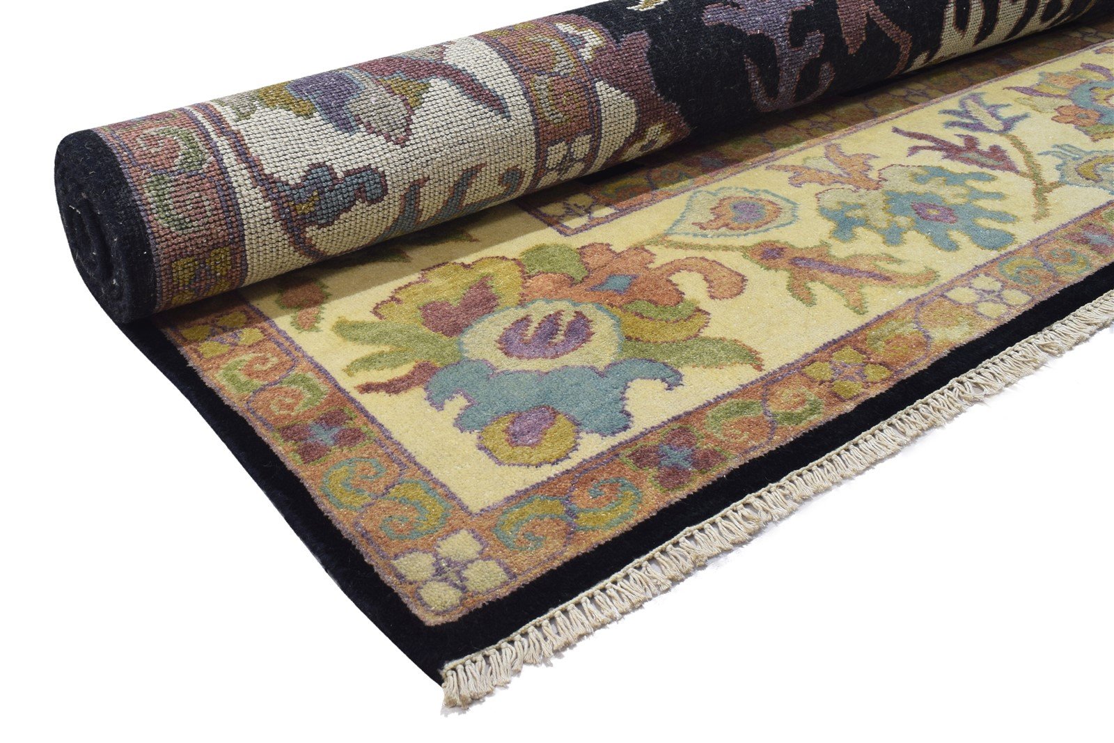 8' X 10' Rug Wool Black Persian Hand Knotted Oushak Oriental Large Carpet 7864183488661