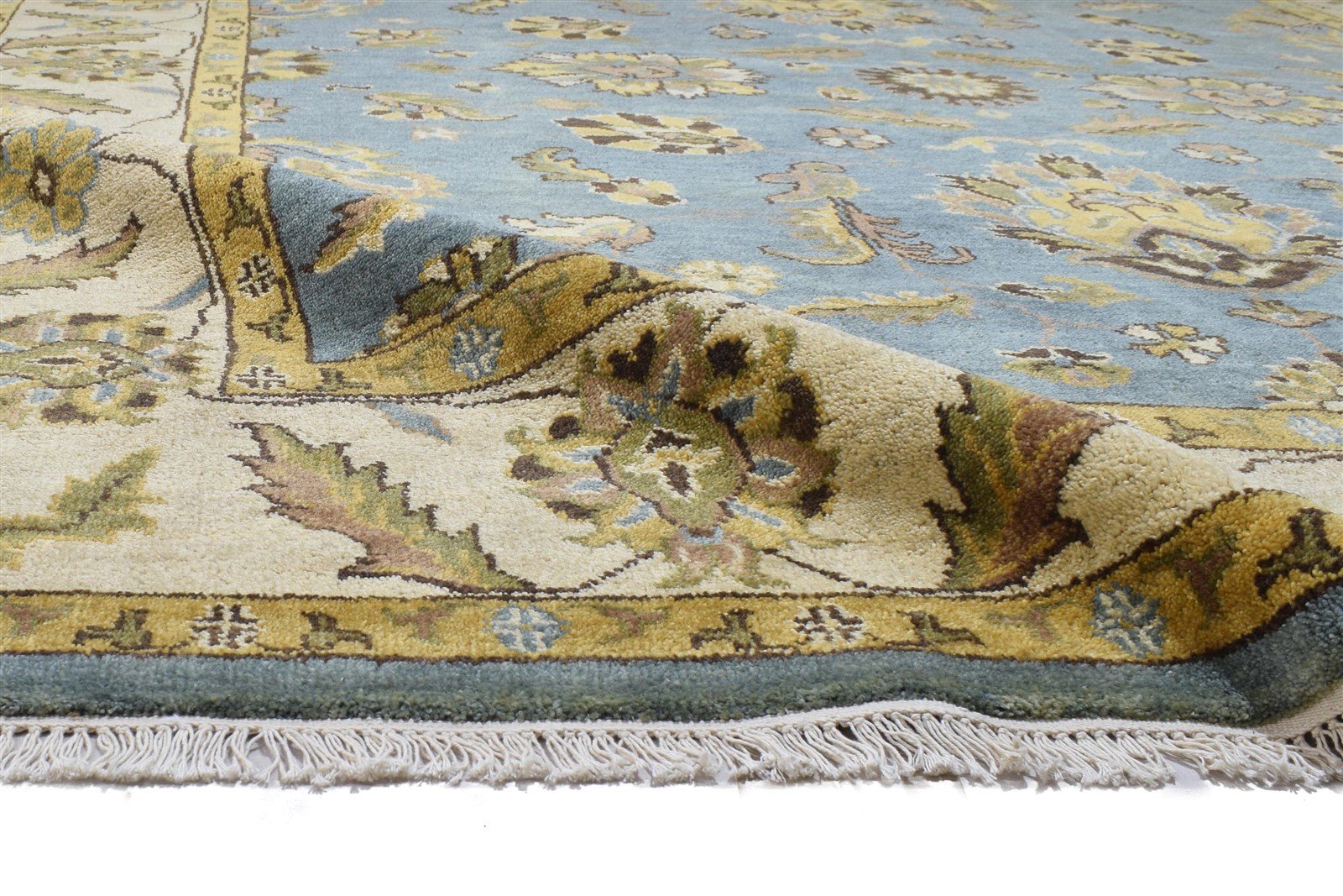 8' X 10' Rug Wool Blue Persian Hand Knotted Agra Oriental Large Carpet 7864168153237