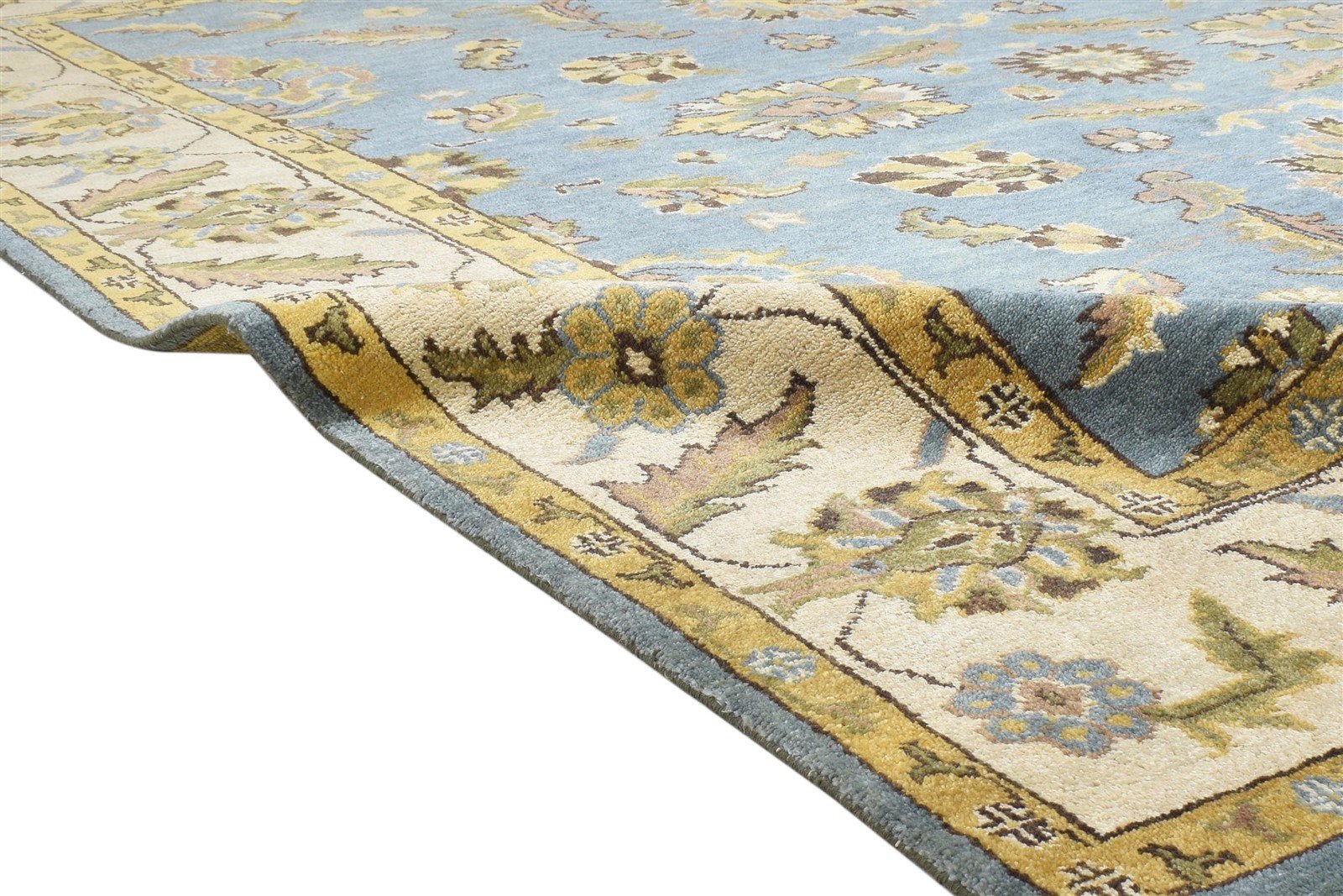 8' X 10' Rug Wool Blue Persian Hand Knotted Agra Oriental Large Carpet 7864168153237