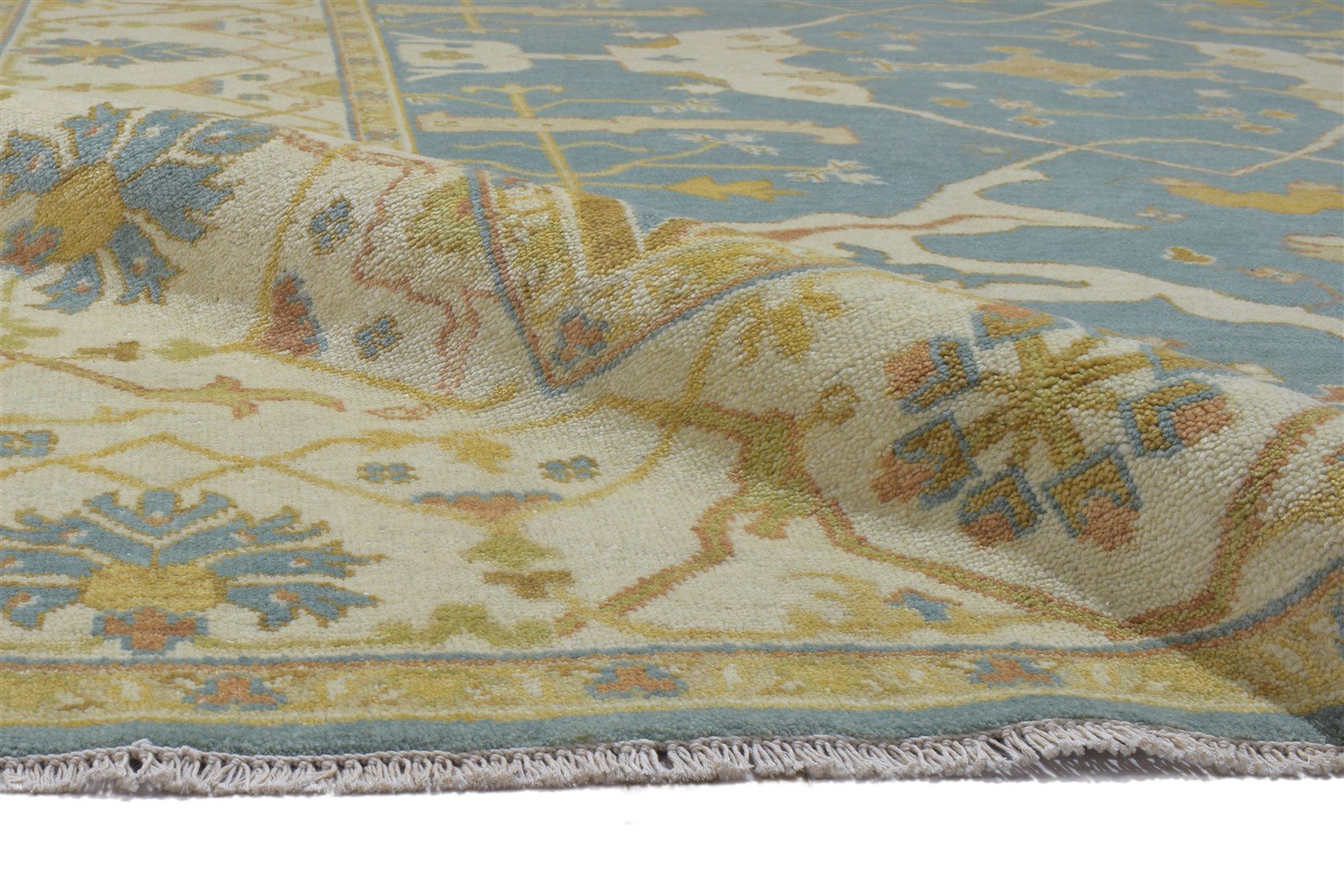 8' X 10' Rug Wool Blue Persian Hand Knotted Oushak Oriental Large Carpet 7864184307861