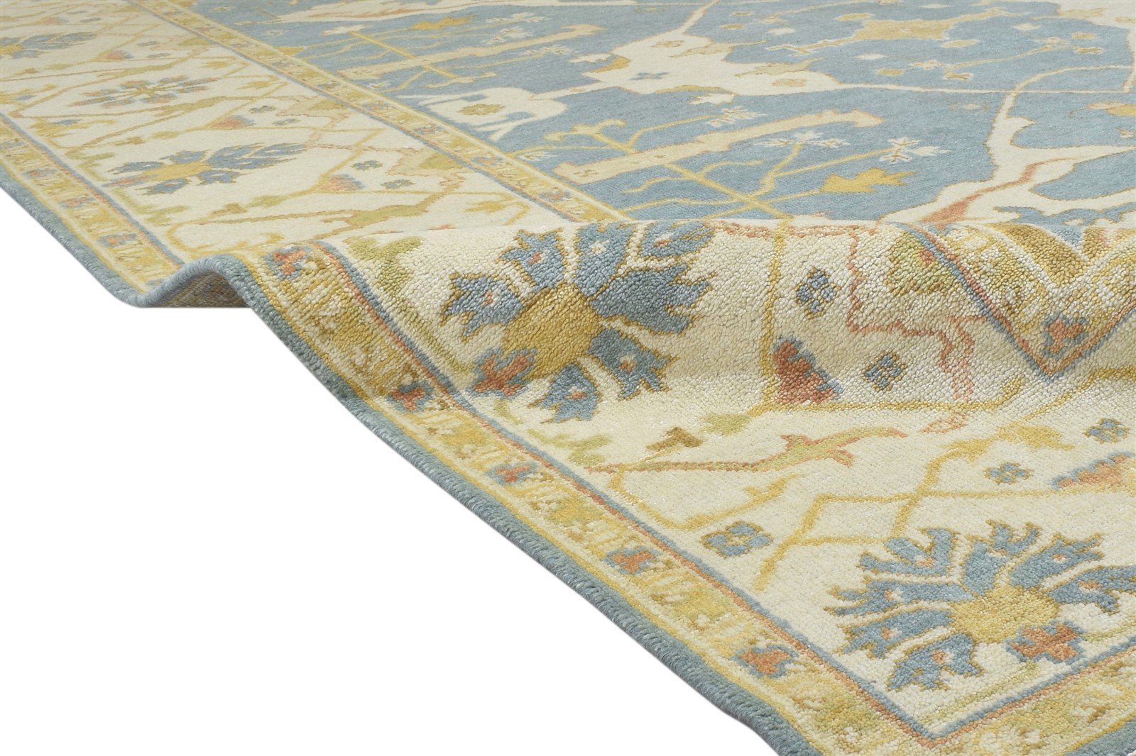 8' X 10' Rug Wool Blue Persian Hand Knotted Oushak Oriental Large Carpet 7864184307861