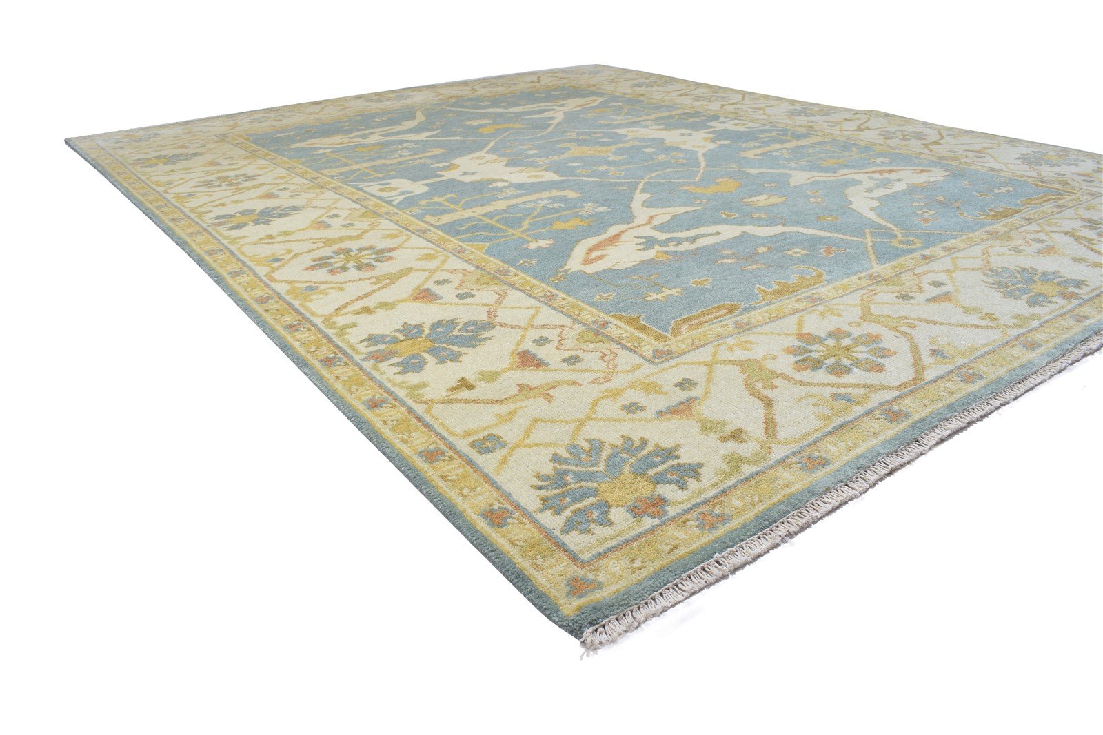 8' X 10' Rug Wool Blue Persian Hand Knotted Oushak Oriental Large Carpet 7864184307861