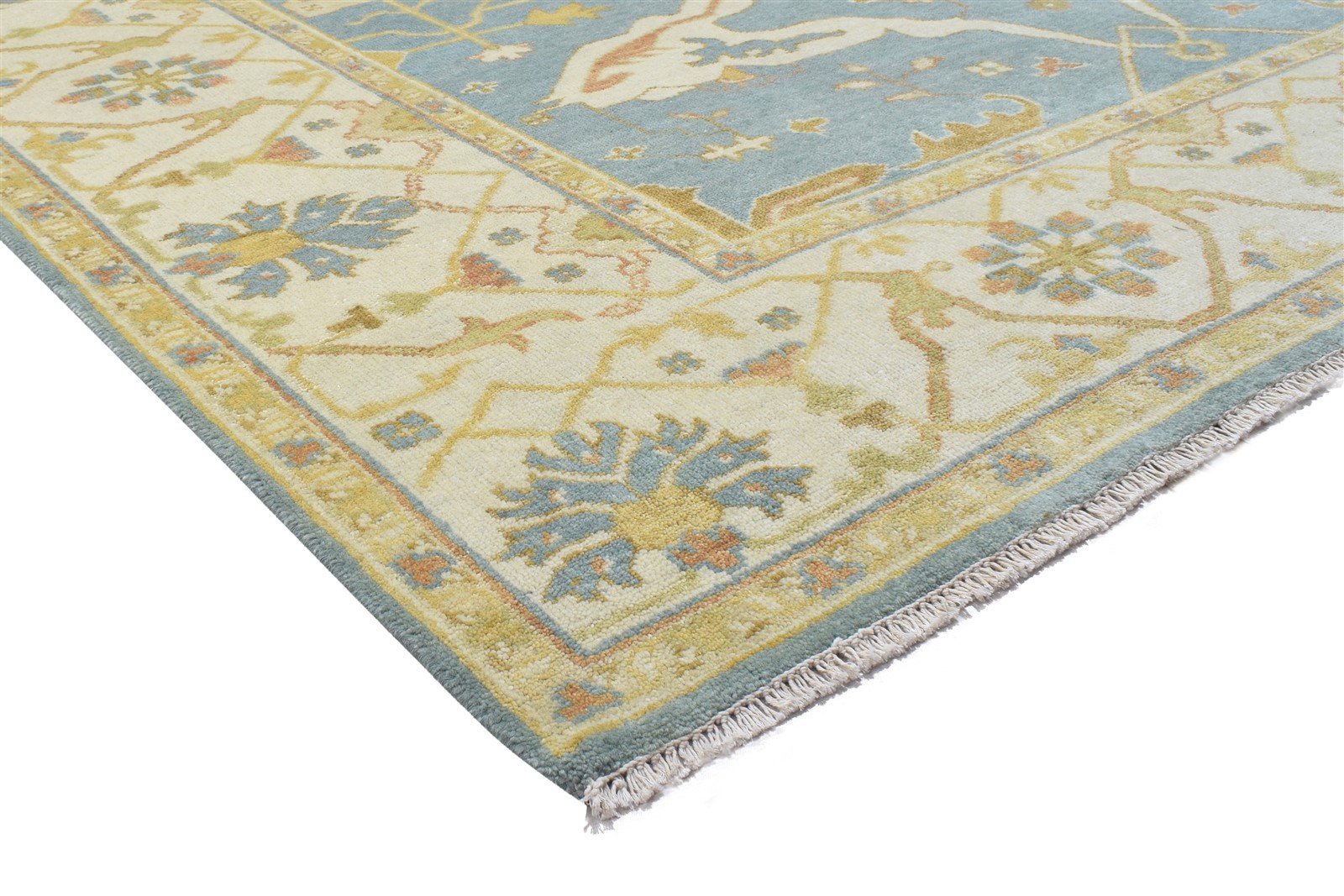 8' X 10' Rug Wool Blue Persian Hand Knotted Oushak Oriental Large Carpet 7864184307861
