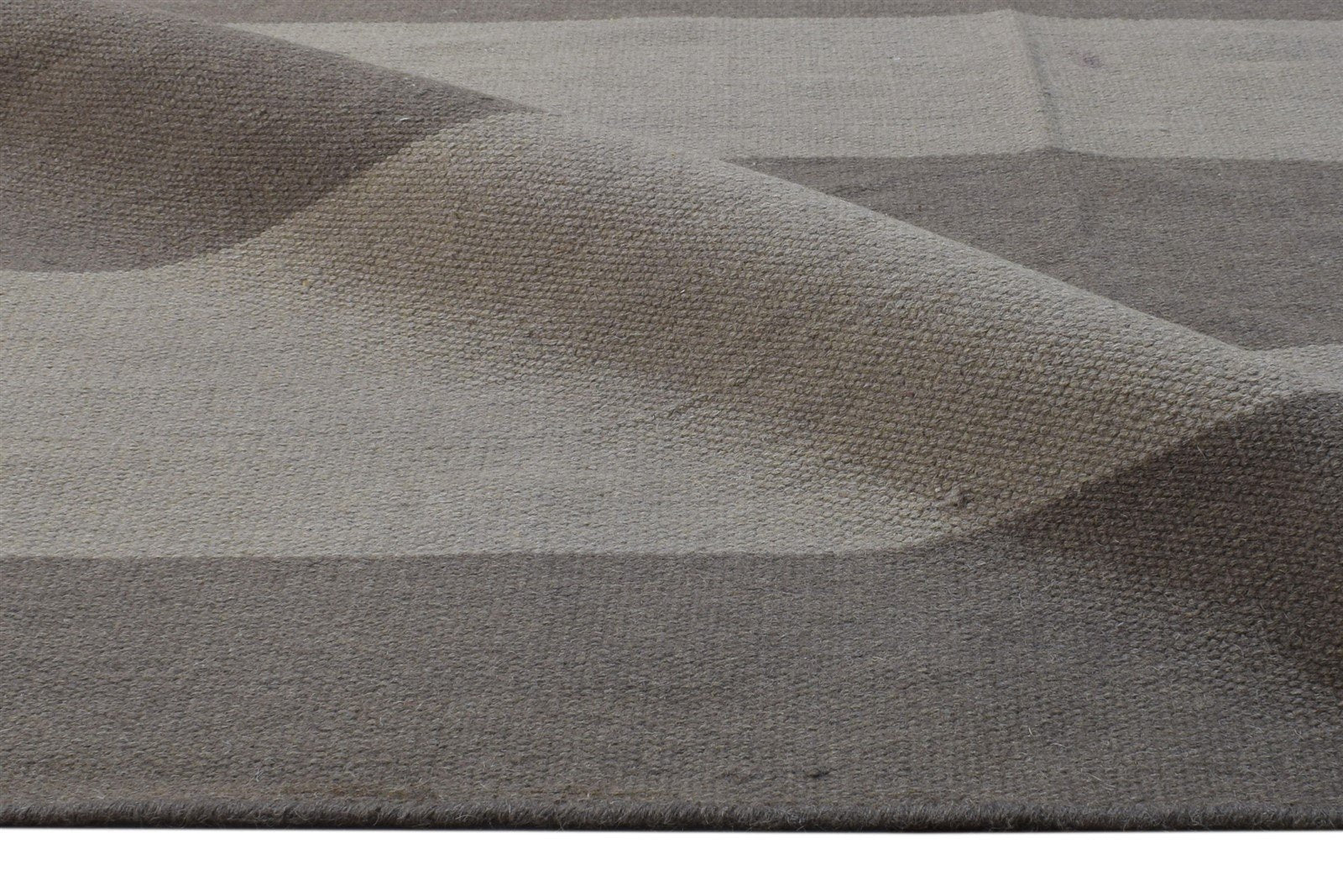 8' X 10' Rug Wool Brown Dhurrie Large Carpet 7865189040277