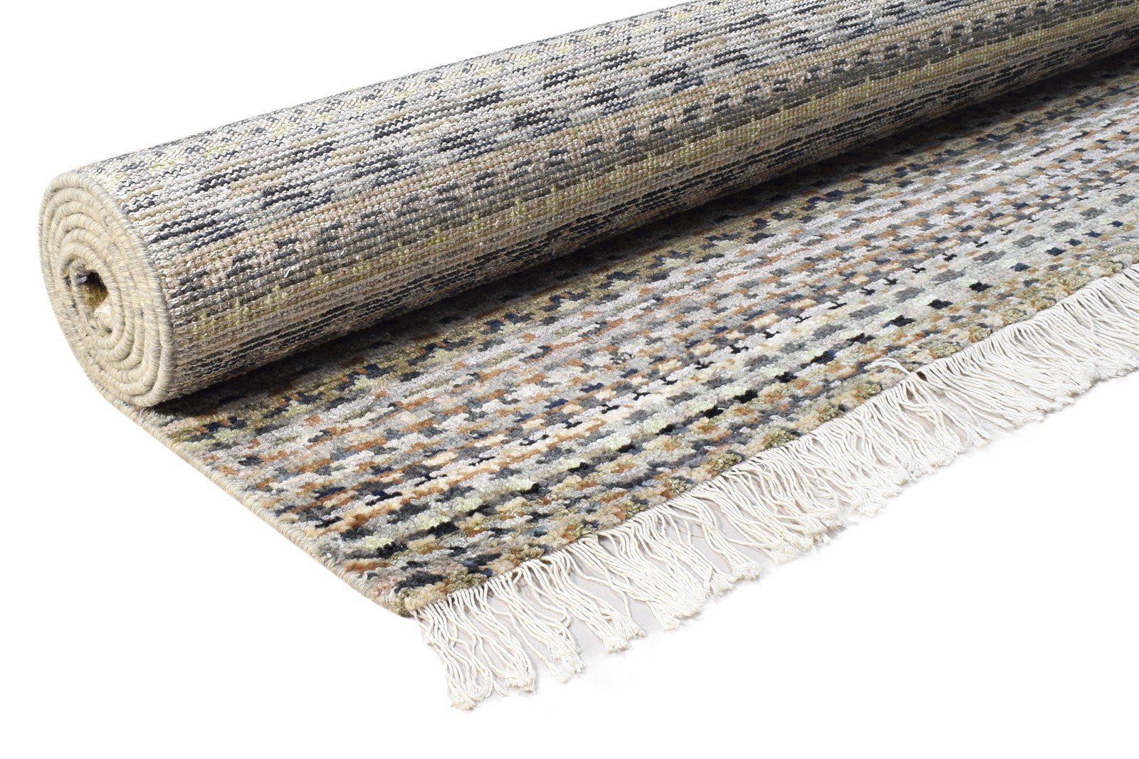 8' X 10' Rug Wool Cream Modern Hand Woven American Abstract Large Carpet 7864940298389