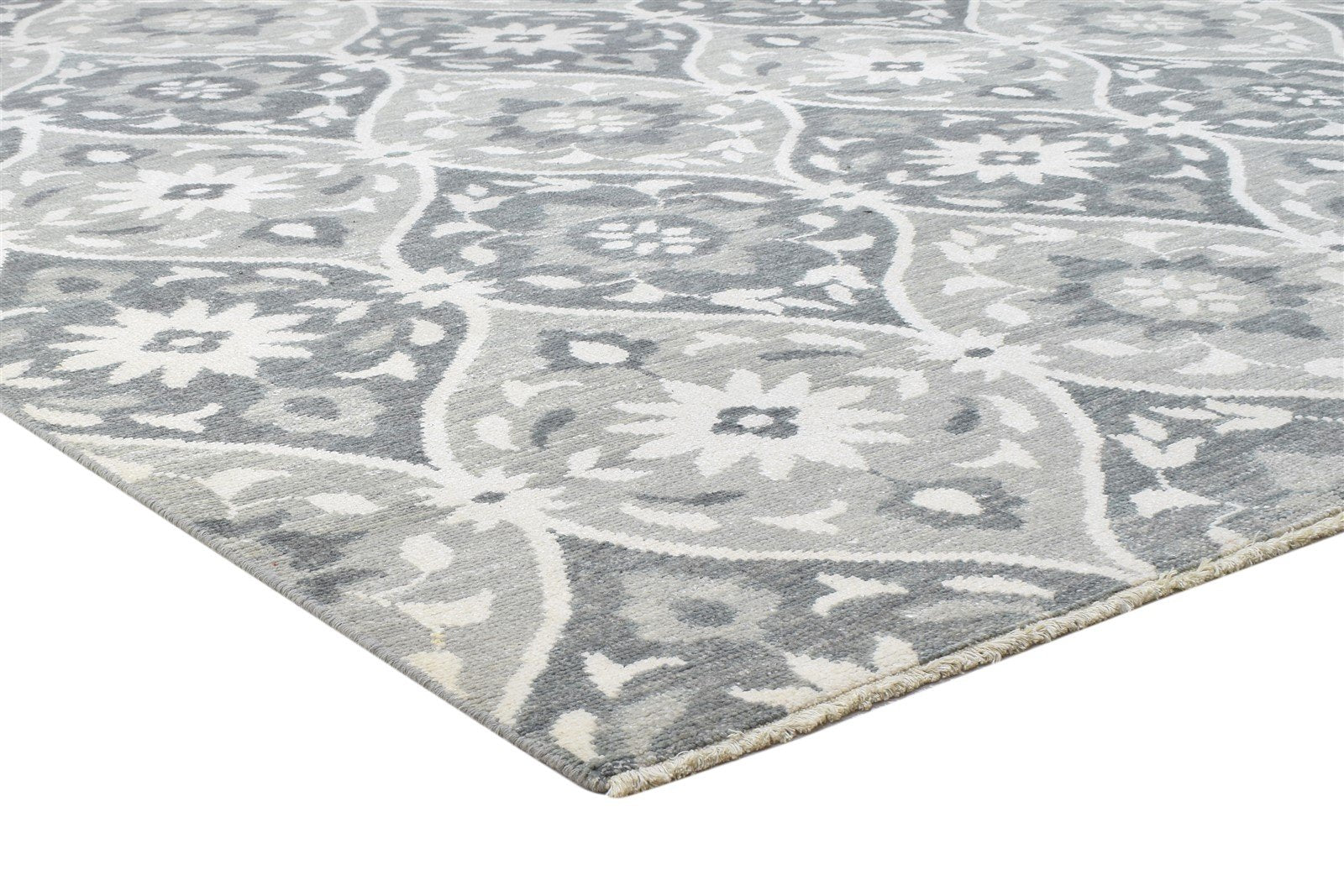 8' X 10' Rug Wool Dark Grey Modern Hand Knotted Moroccan Trellis Large Carpet 7864166514837