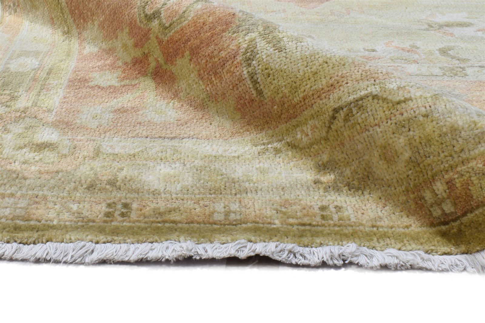 8' X 10' Rug Wool Green Persian Hand Knotted Oushak Oriental Large Carpet 7865010225301