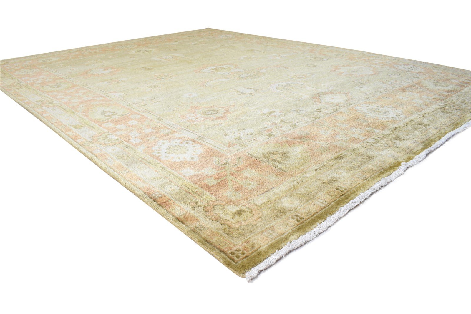 8' X 10' Rug Wool Green Persian Hand Knotted Oushak Oriental Large Carpet 7865010225301