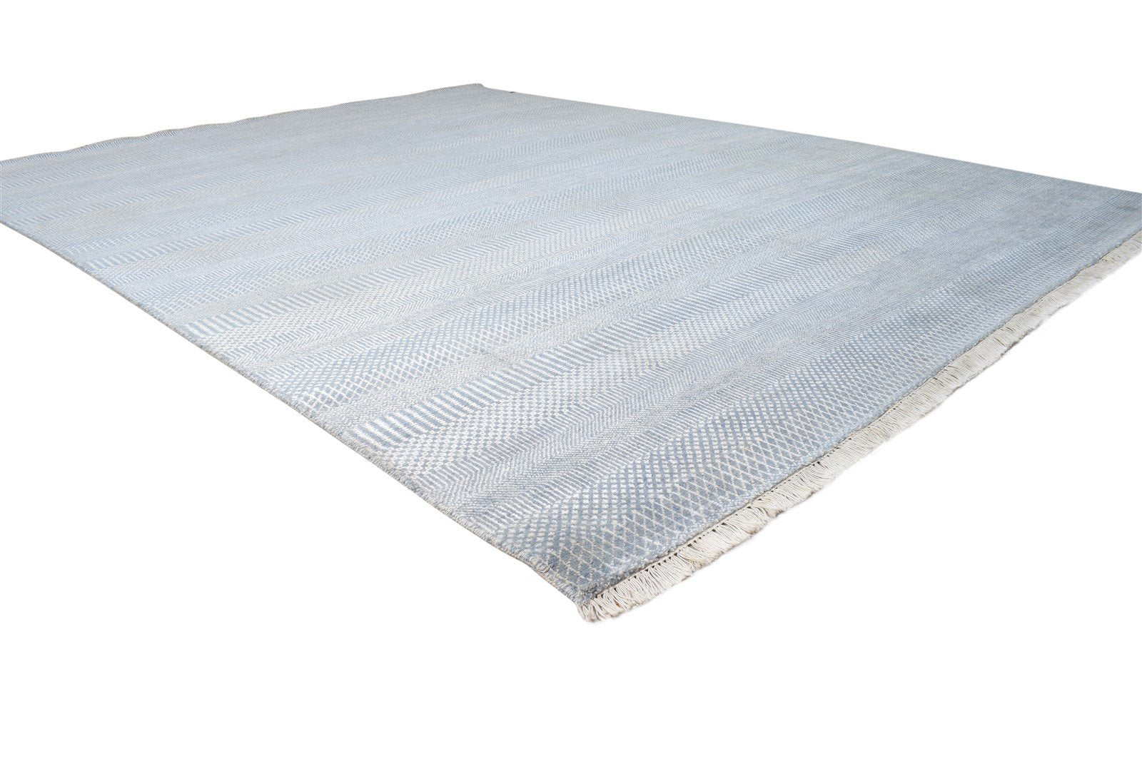 8' X 10' Rug Wool Grey Modern Hand Knotted Agra Grass Trellis Large Carpet 7865147949205