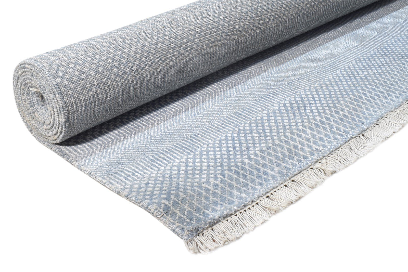 8' X 10' Rug Wool Grey Modern Hand Knotted Agra Grass Trellis Large Carpet 7865147949205