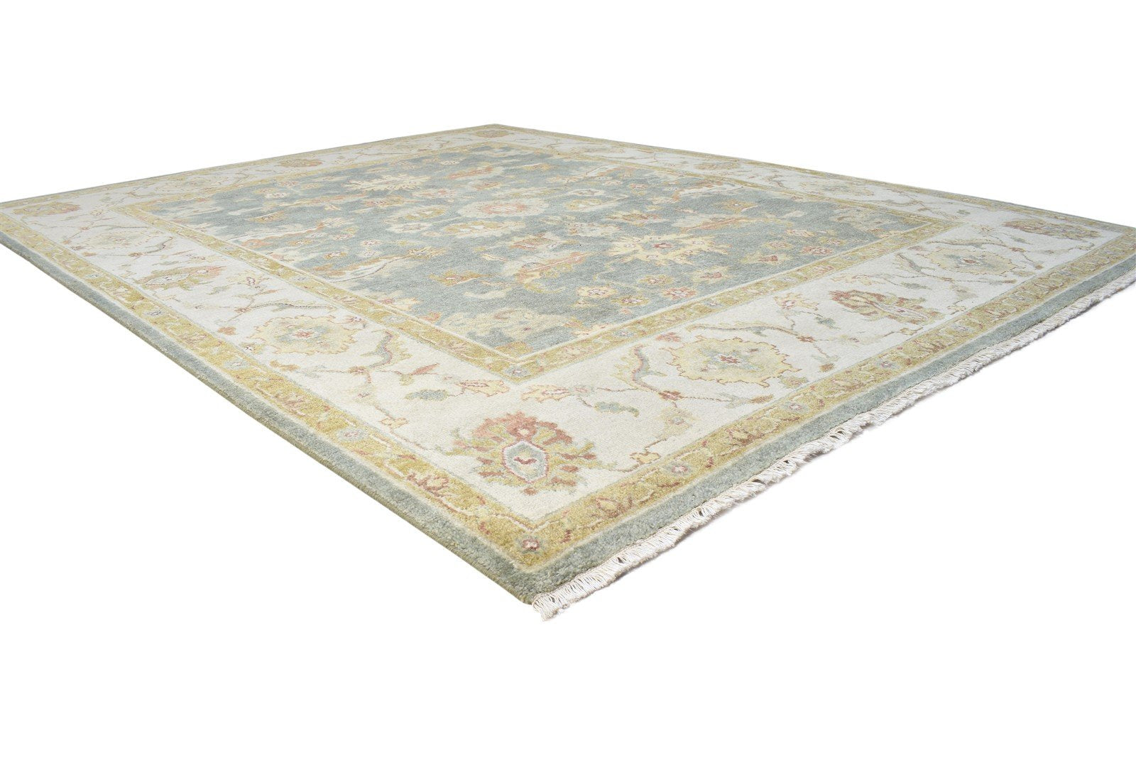 8' X 10' Rug Wool Grey Persian Hand Knotted Oushak Oriental Large Carpet 7864494194837