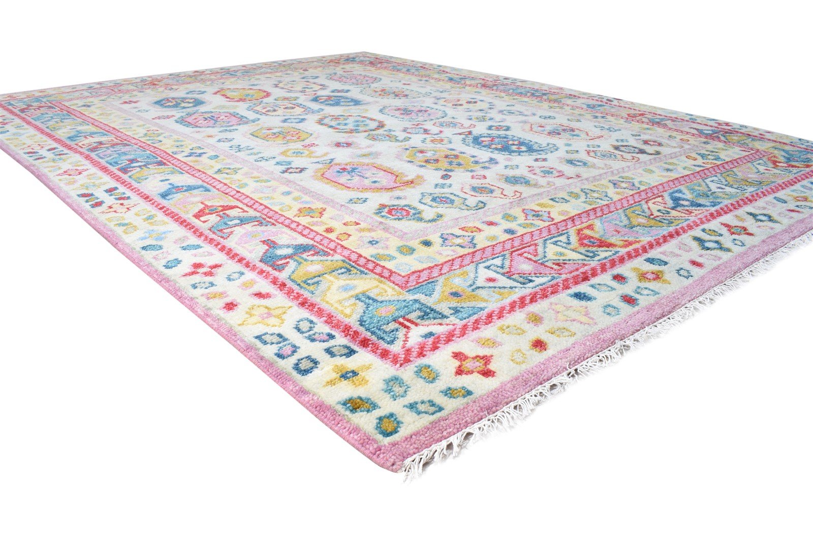 8' X 10' Rug Wool Pink Modern Hand Knotted Oushak Oriental Large Carpet 7865123963029