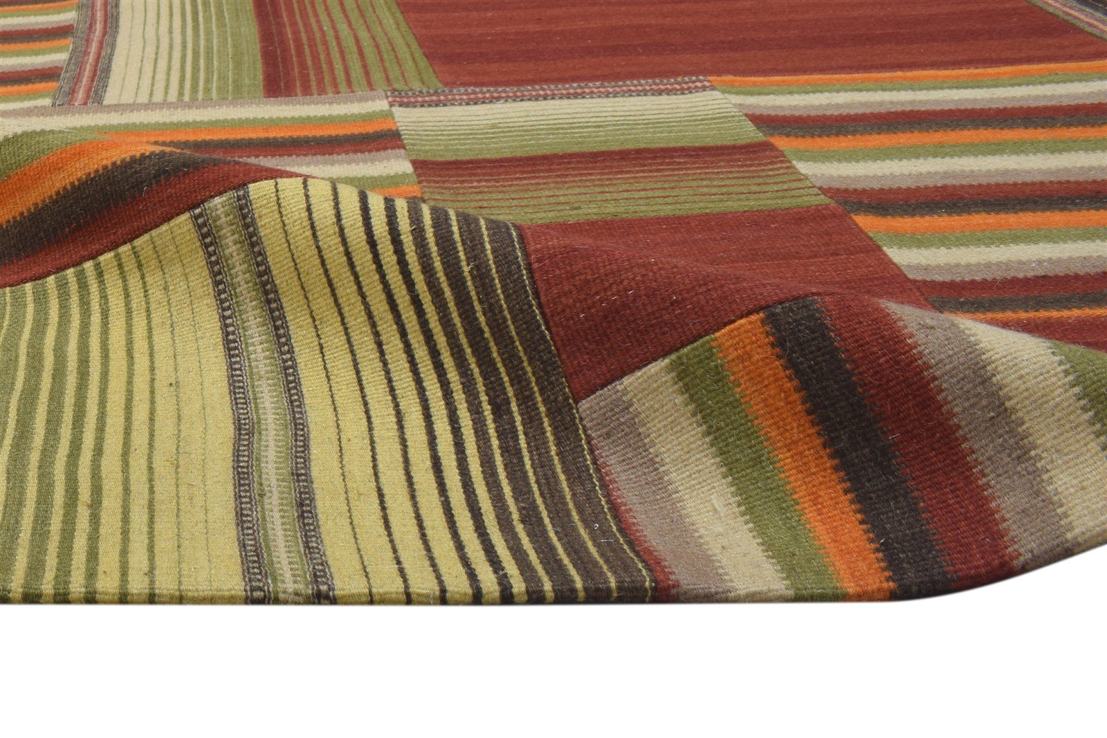 8' X 10' Rug Wool Red Modern Hand Tufted Scandinavian Geometric Large Carpet 7864109662357