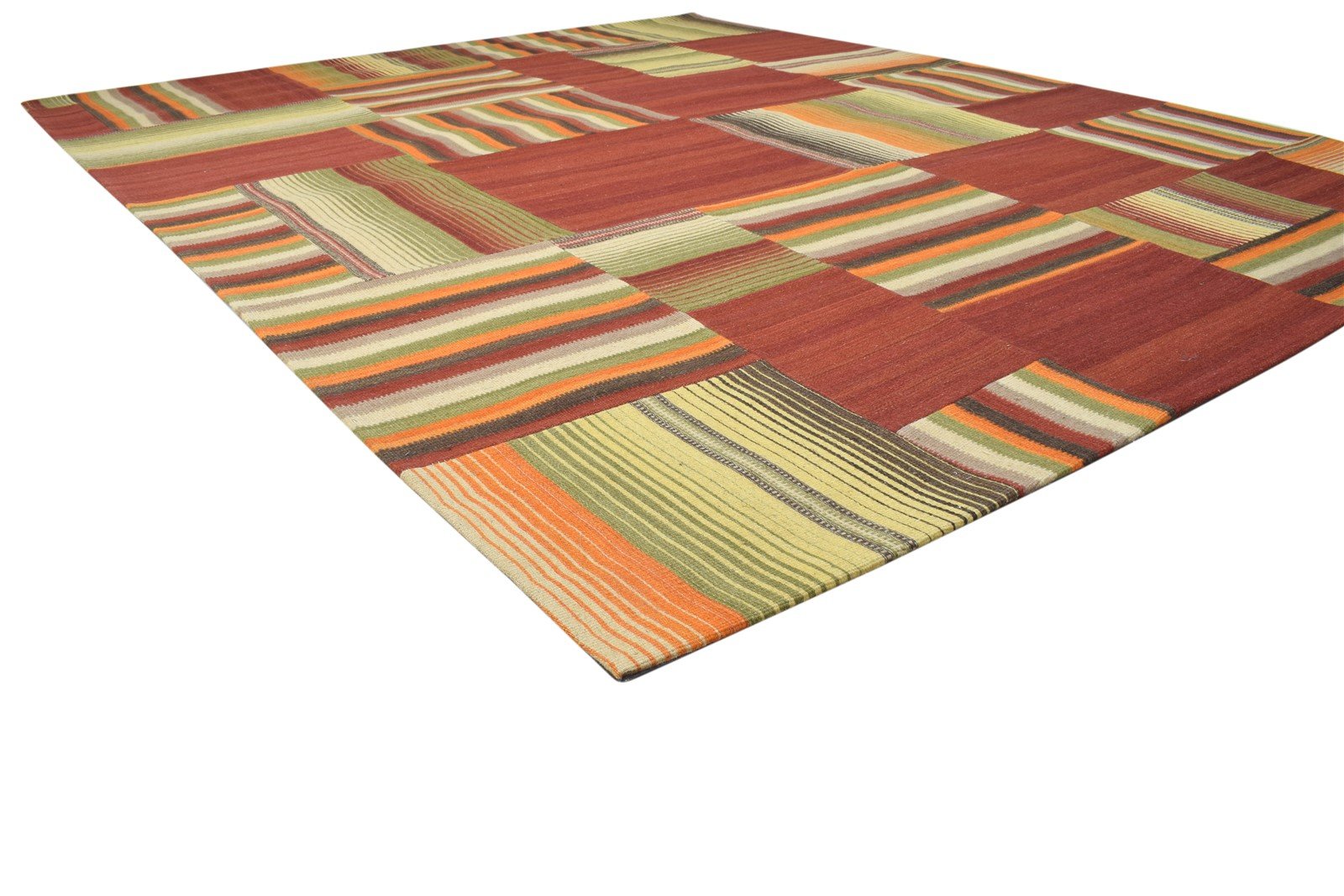 8' X 10' Rug Wool Red Modern Hand Tufted Scandinavian Geometric Large Carpet 7864109662357