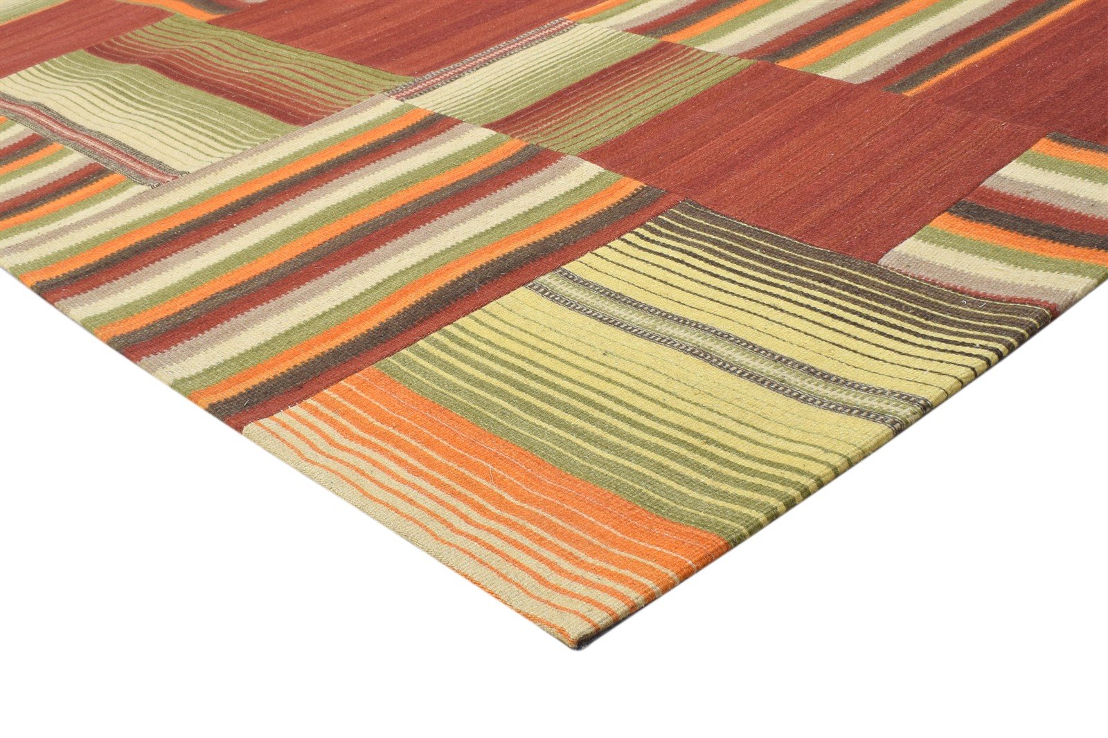 8' X 10' Rug Wool Red Modern Hand Tufted Scandinavian Geometric Large Carpet 7864109662357
