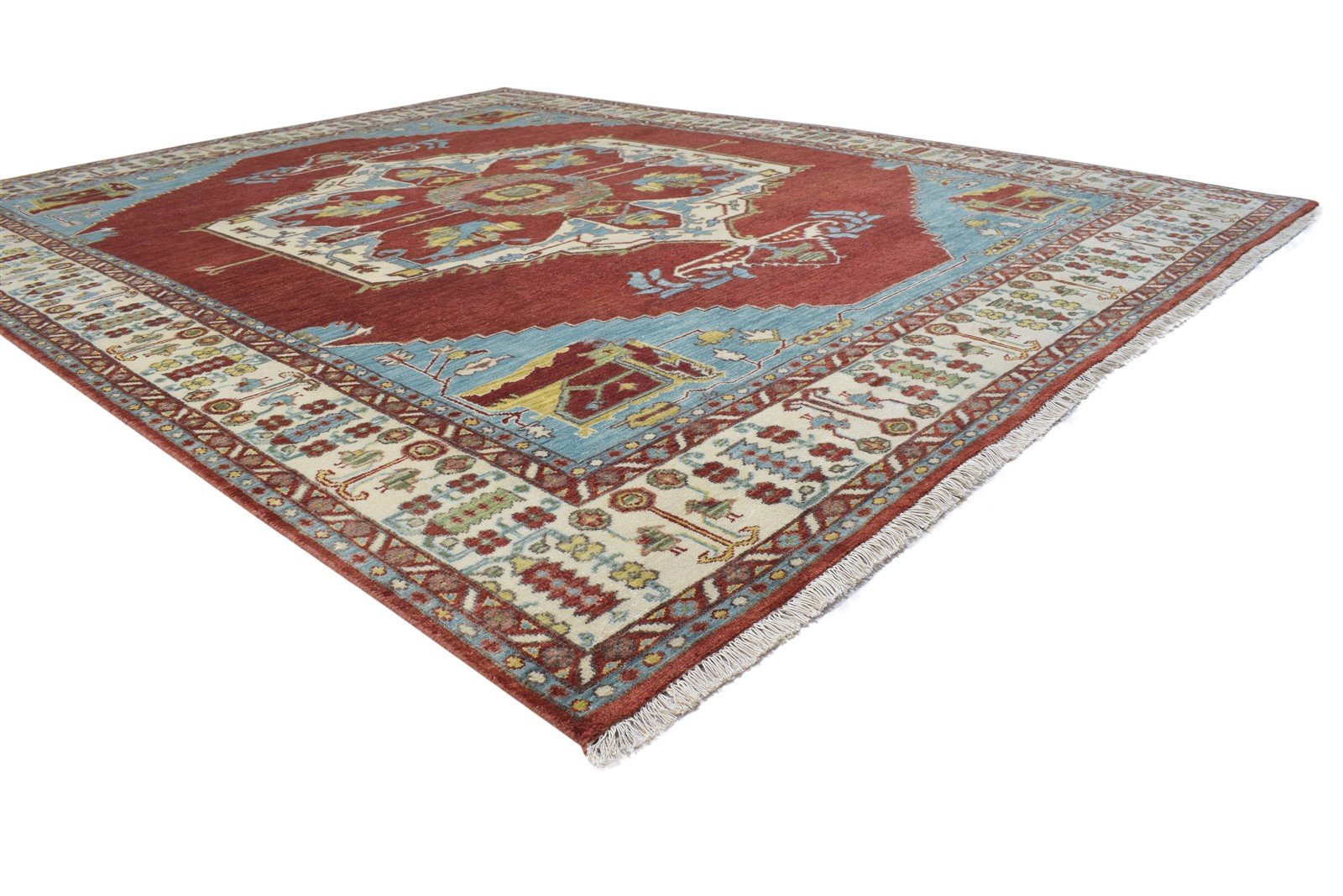 8' X 10' Rug Wool Red Persian Hand Knotted Serapi Oriental Large Carpet 7864192565397