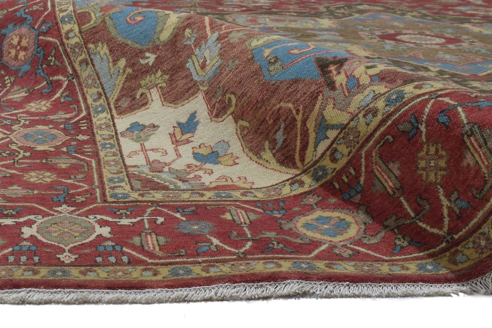 8' X 10' Rug Wool Red Persien Hand Knotted Heriz-Indian Oriental Large Carpet 7864318132373