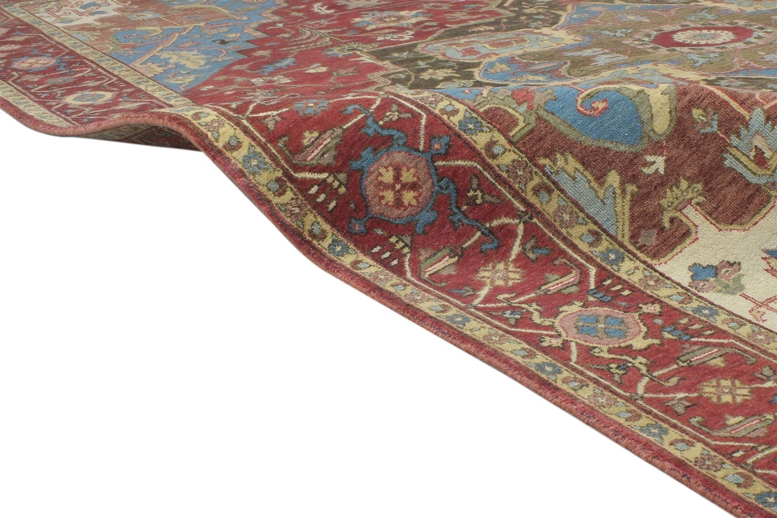 8' X 10' Rug Wool Red Persien Hand Knotted Heriz-Indian Oriental Large Carpet 7864318132373