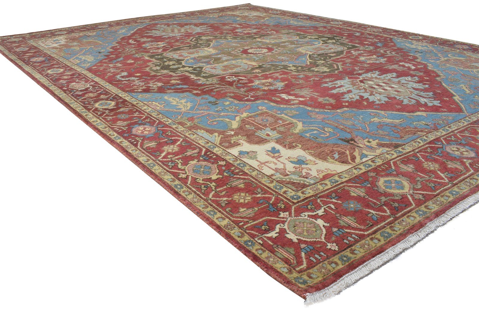 8' X 10' Rug Wool Red Persien Hand Knotted Heriz-Indian Oriental Large Carpet 7864318132373