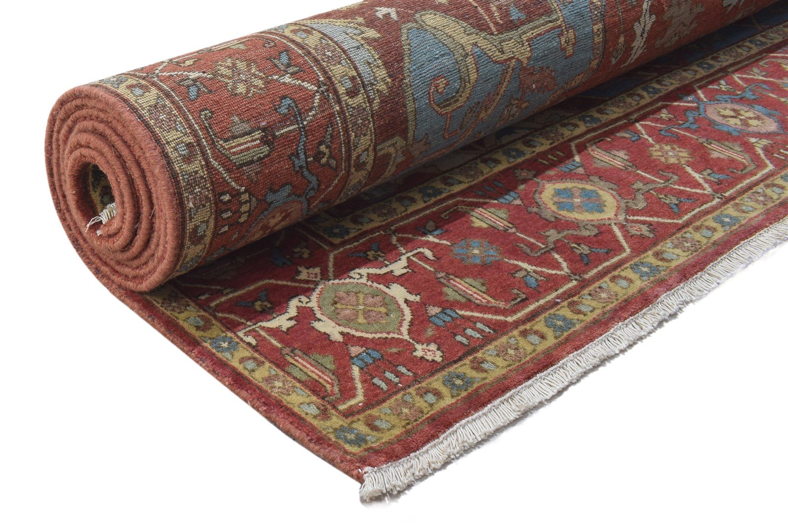 8' X 10' Rug Wool Red Persien Hand Knotted Heriz-Indian Oriental Large Carpet 7864318132373